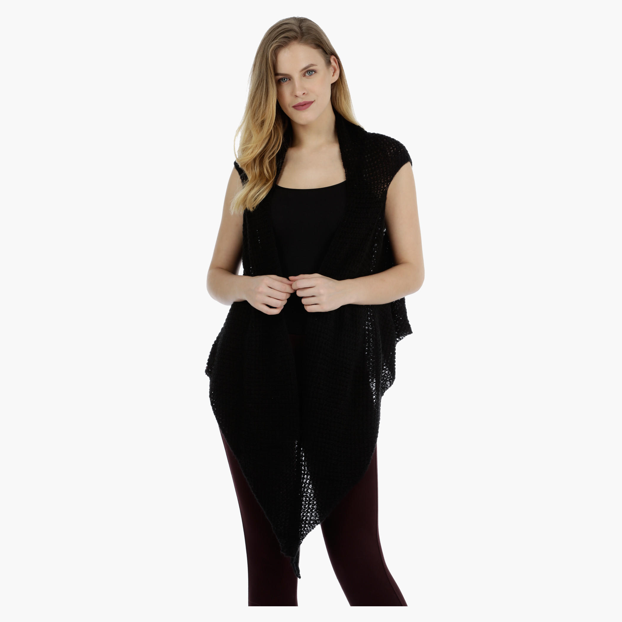 Sleeveless Long Mesh Scarf-women-winterwear-cardigansandjumpers-cardigans-image-1