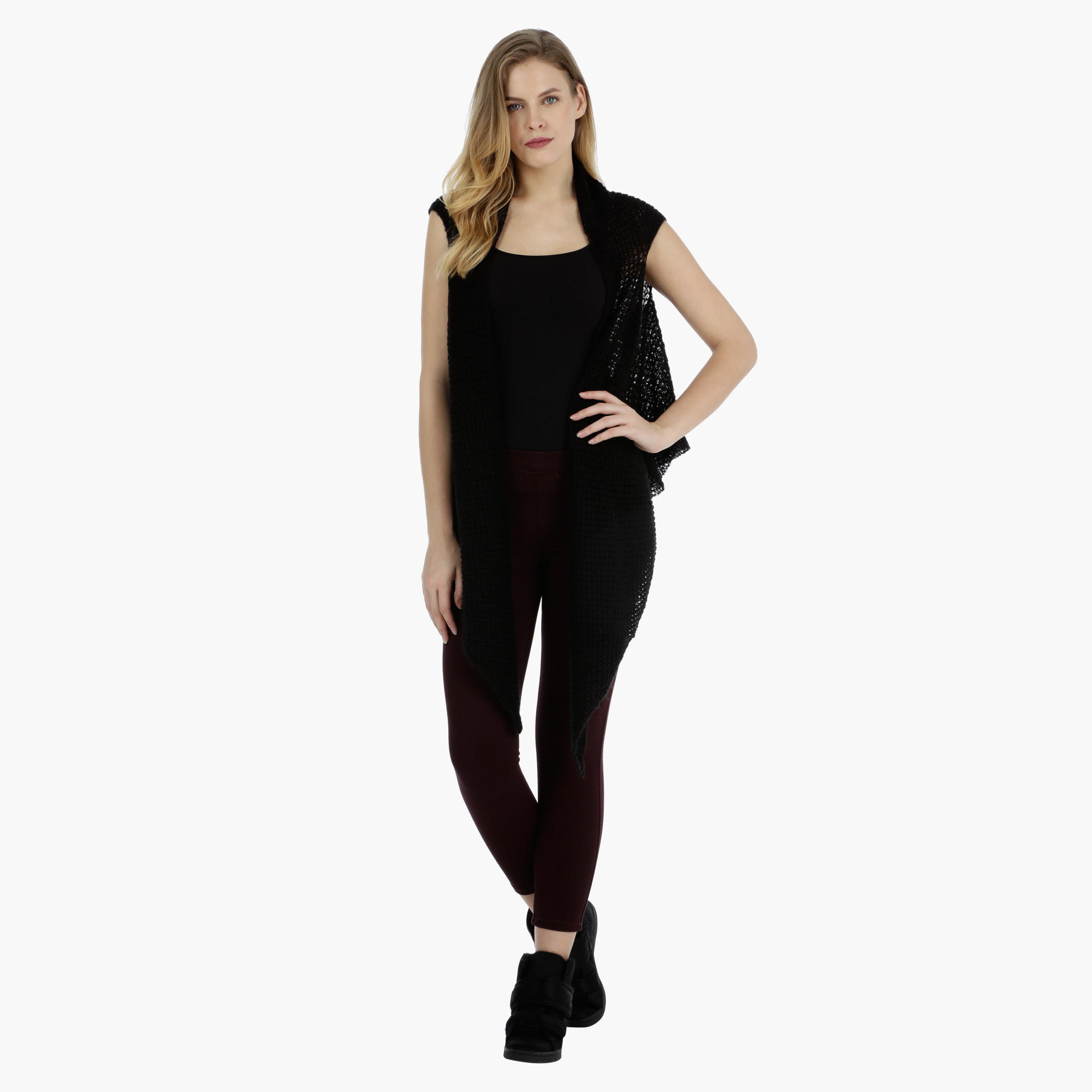 Sleeveless Long Mesh Scarf-women-winterwear-cardigansandjumpers-cardigans-image-5