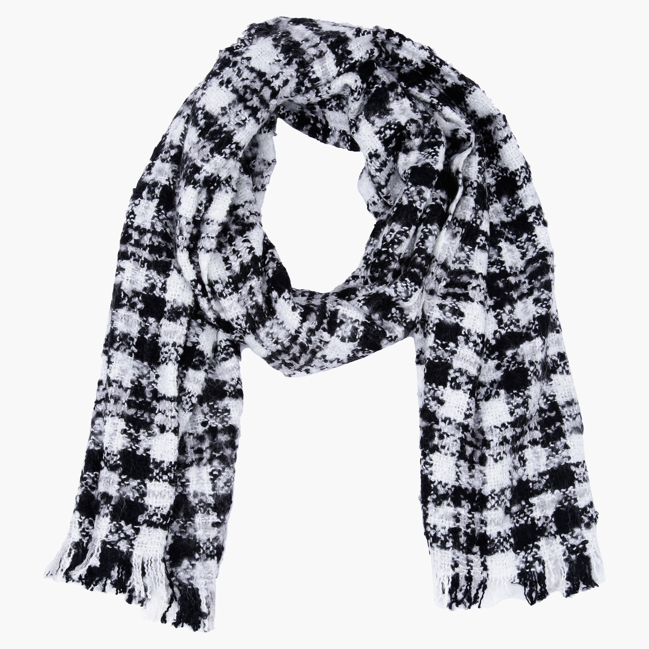 Chequered Scarf with Fringed Hems-women-clothingaccessories-scarves-image-2