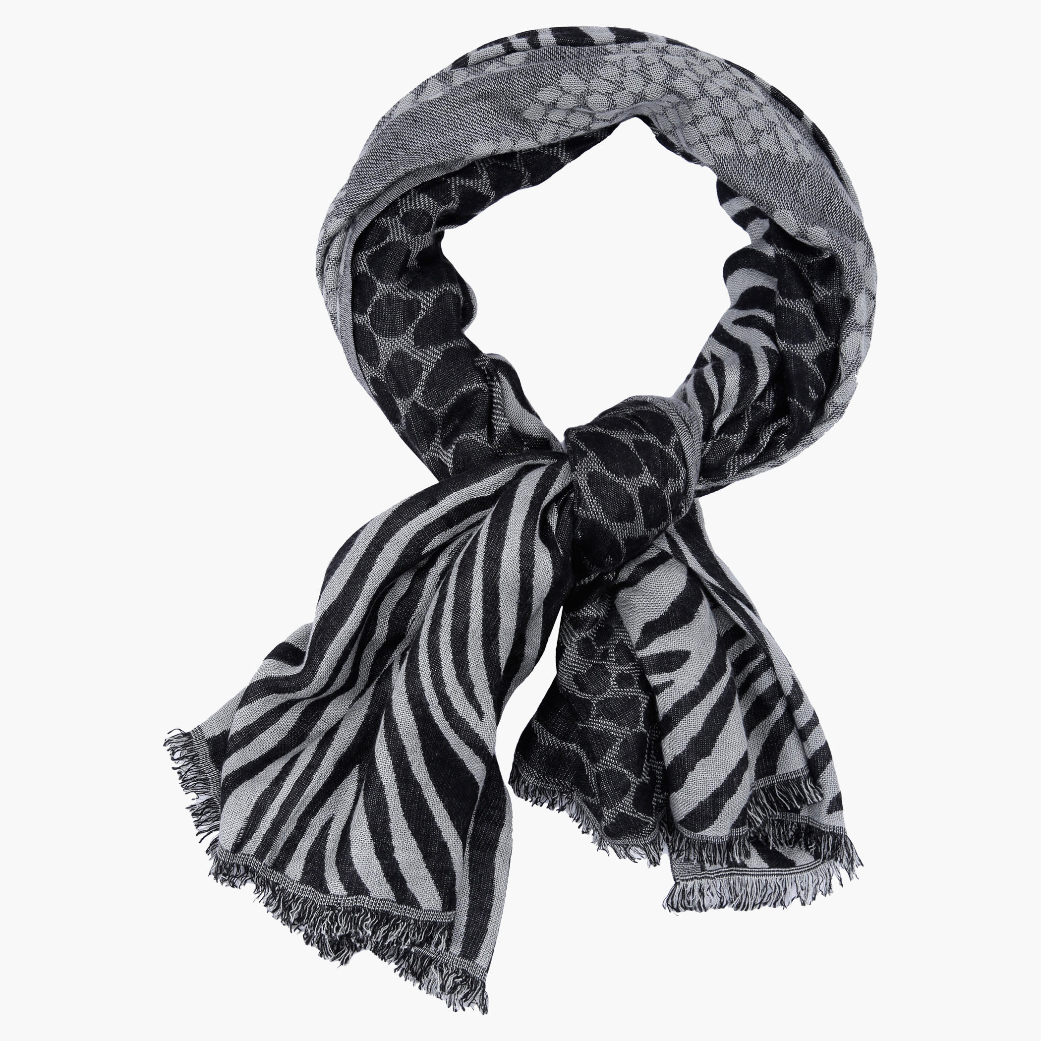 Animal Texture Scarf with Fringed Hems-women-clothingaccessories-scarves-image-1