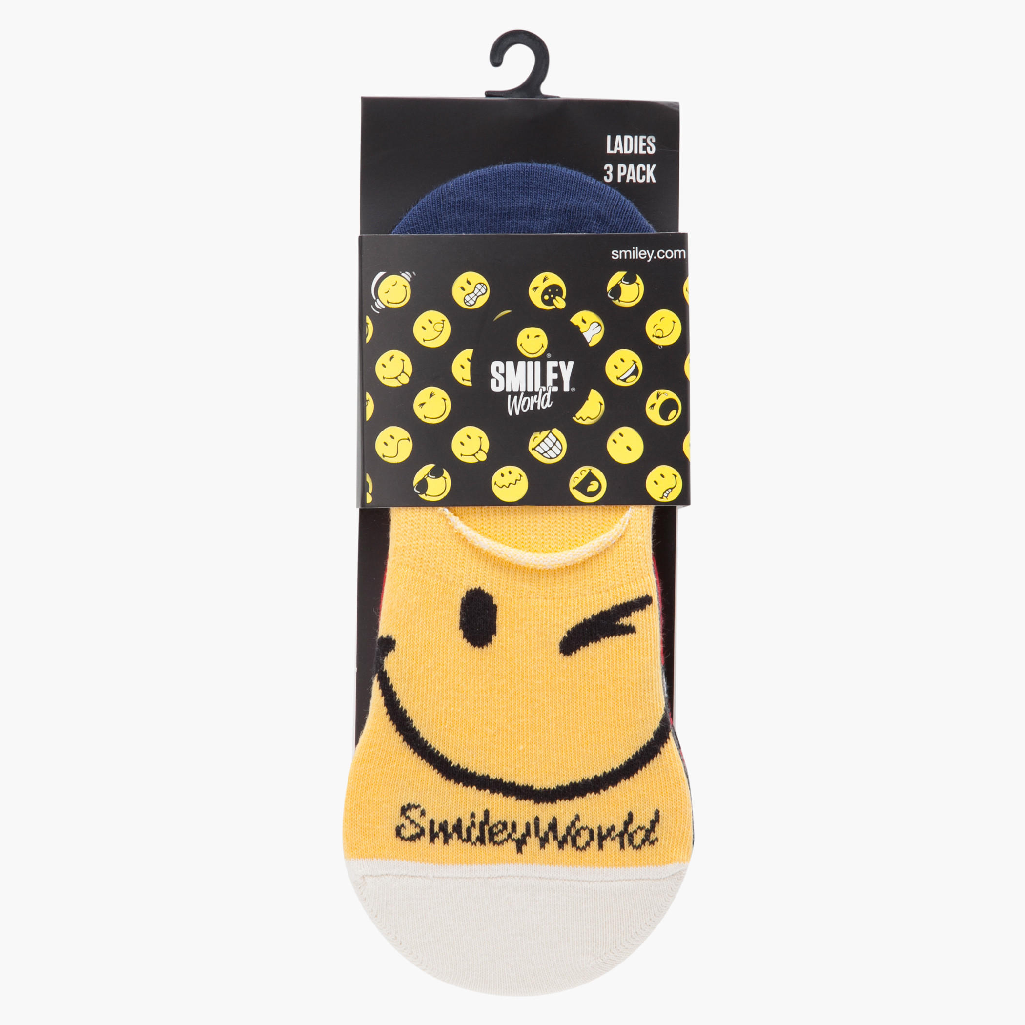 Smiley World Printed Invisible Sock - Set of 3-women-socksandstockings-image-2