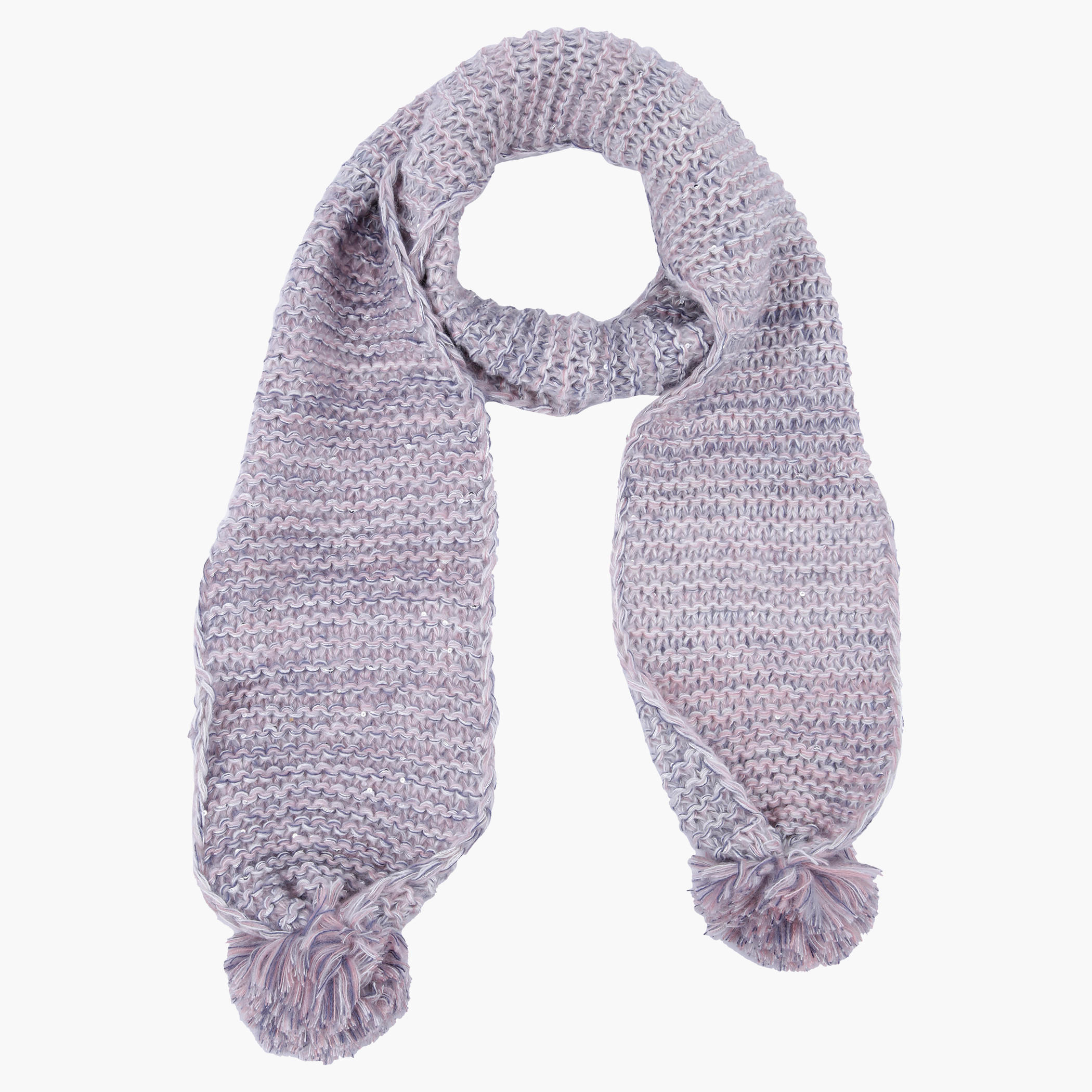 Lee Cooper Knitted Scarf with Pom Pom at Hems-women-clothingaccessories-scarves-image-1