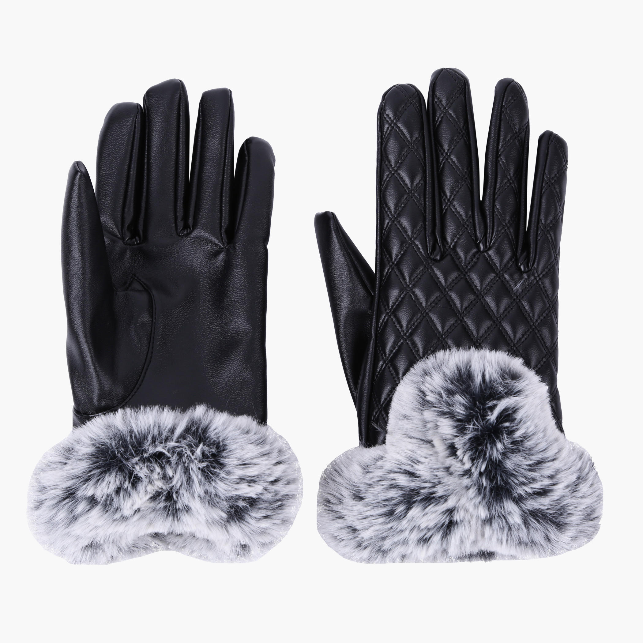 Quilted Hand Gloves with Plush Cuffs-women-clothingaccessories-gloves-image-1