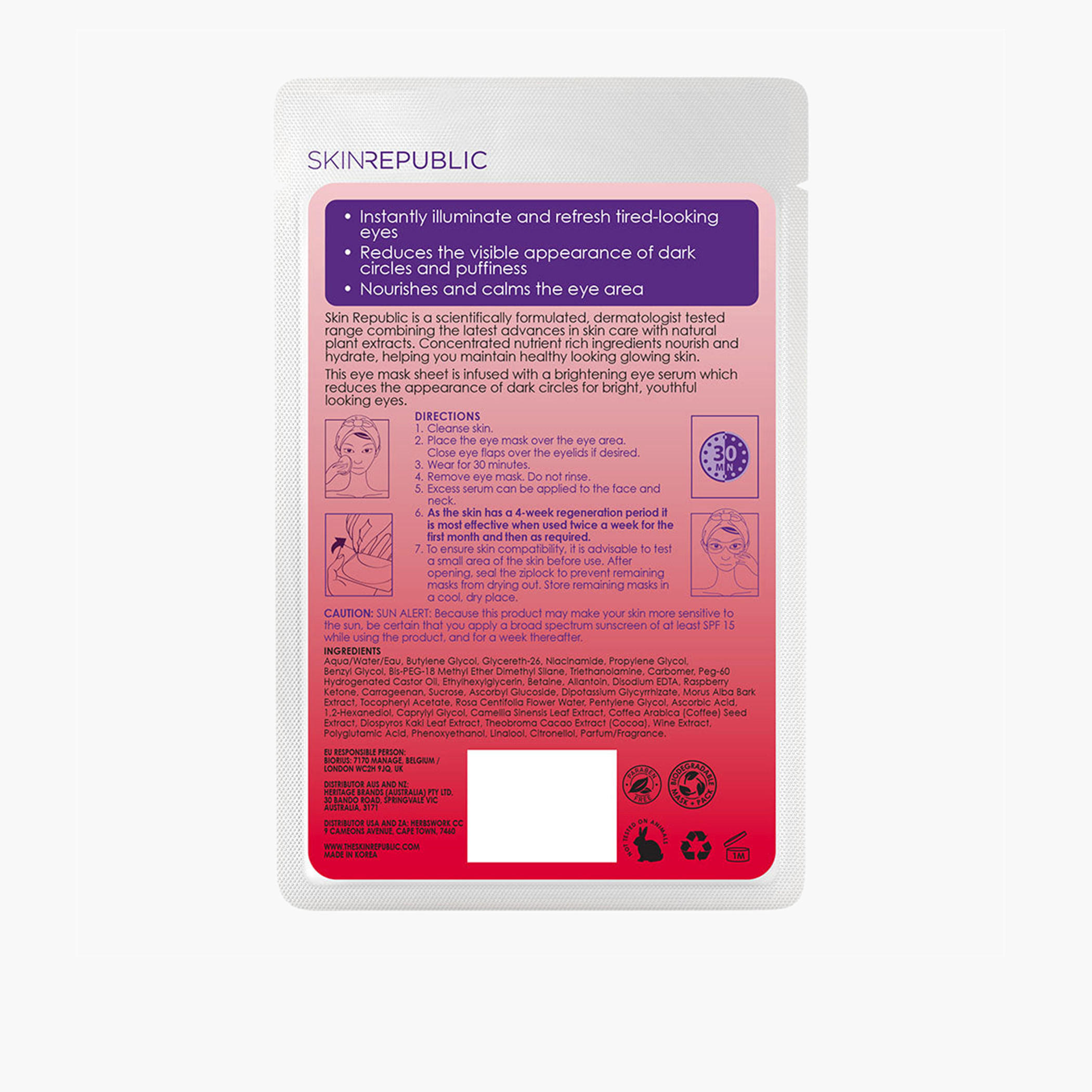 Skin Republic Brightening Eye Mask, For Bright Youthful Looking Eyes, Targets Dark Circles, With Vitamin C 23ml (3 Masks)-beautyandpersonalcare-skin-eyecare-image-2