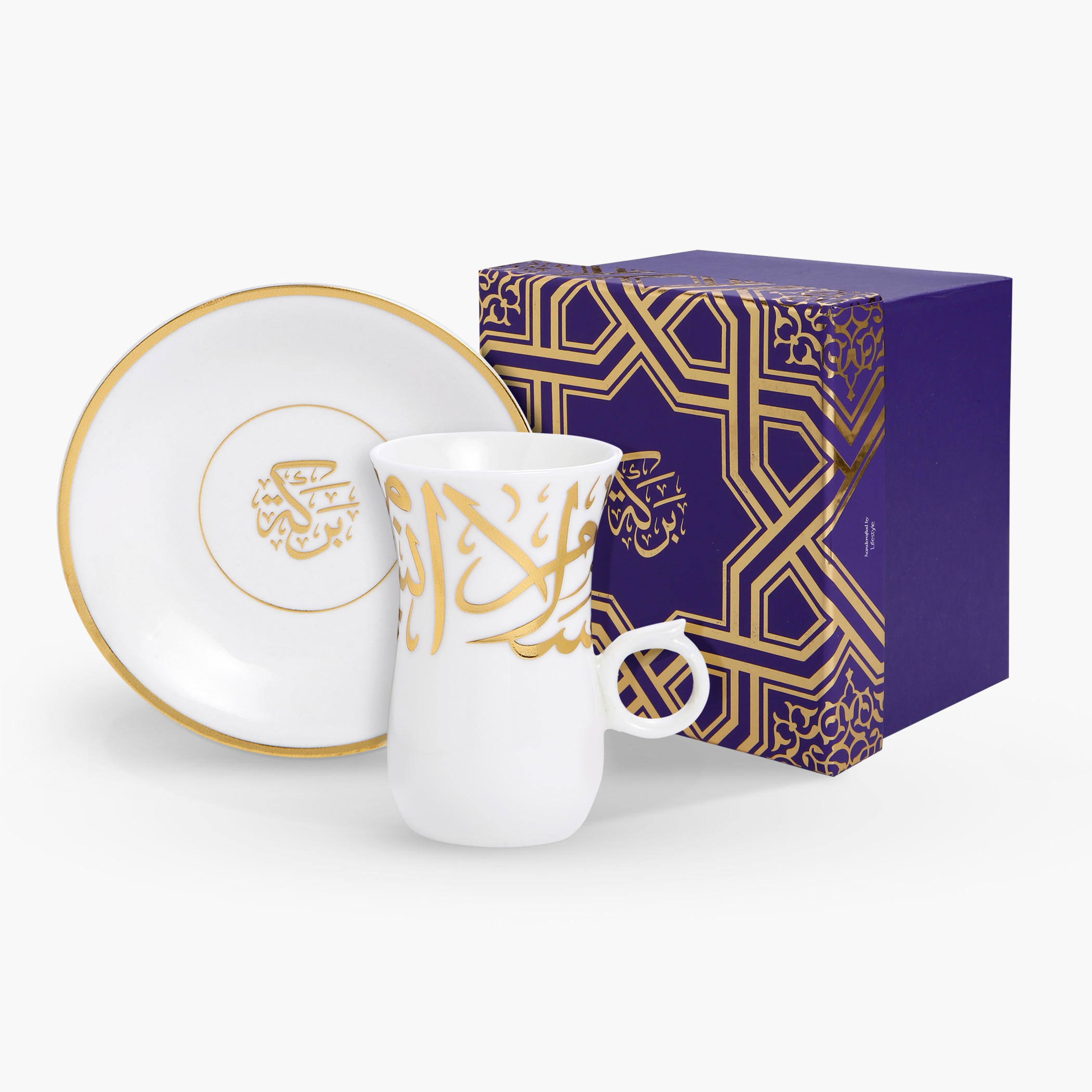 Calligraphy Cup and Saucer - Set of 2-household-dining-teaandcoffee-teaandcoffeesets-image-1