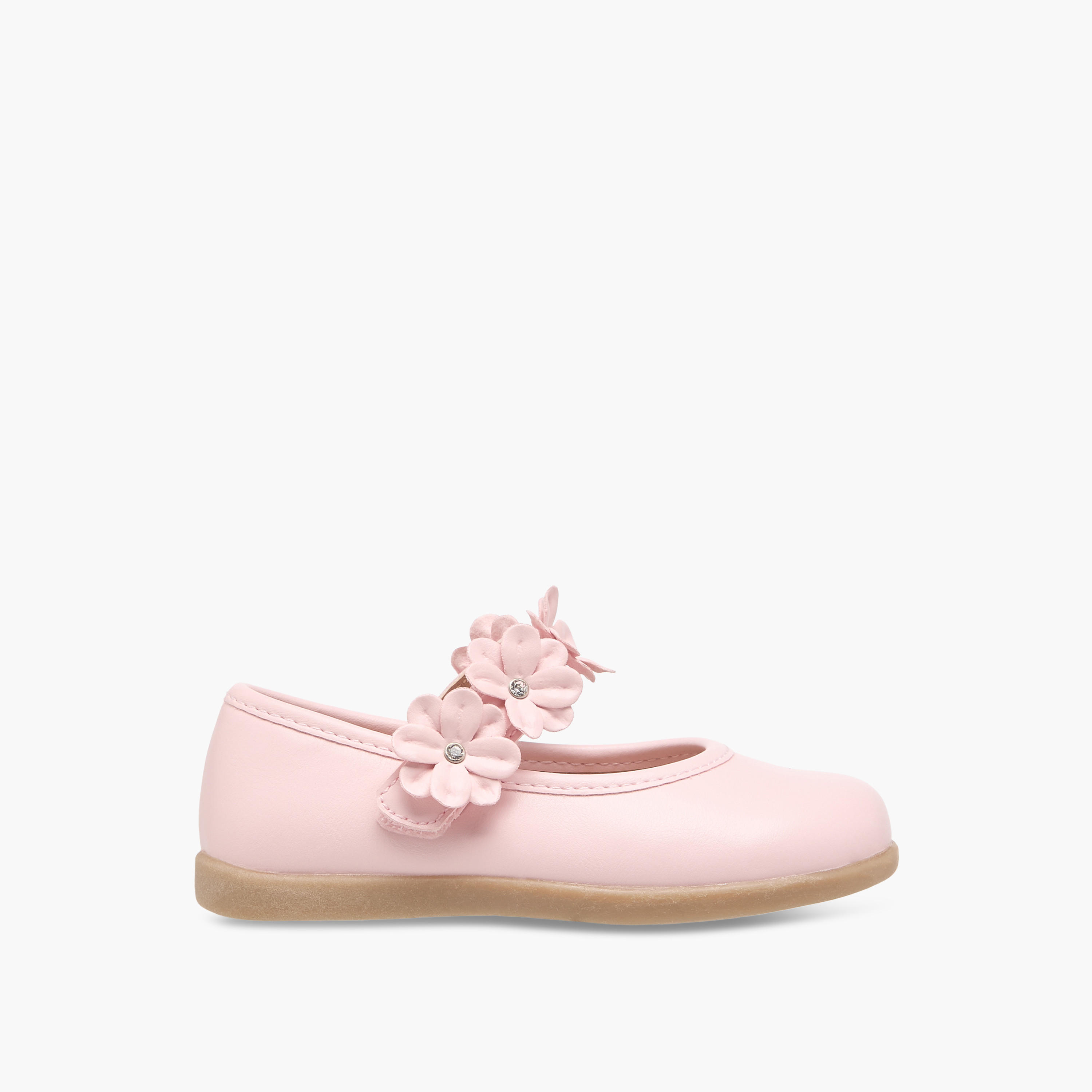 Barefeet Floral Accent Mary Jane Shoes with Hook and Loop Closure-girls-shoes-maryjanes-image-3