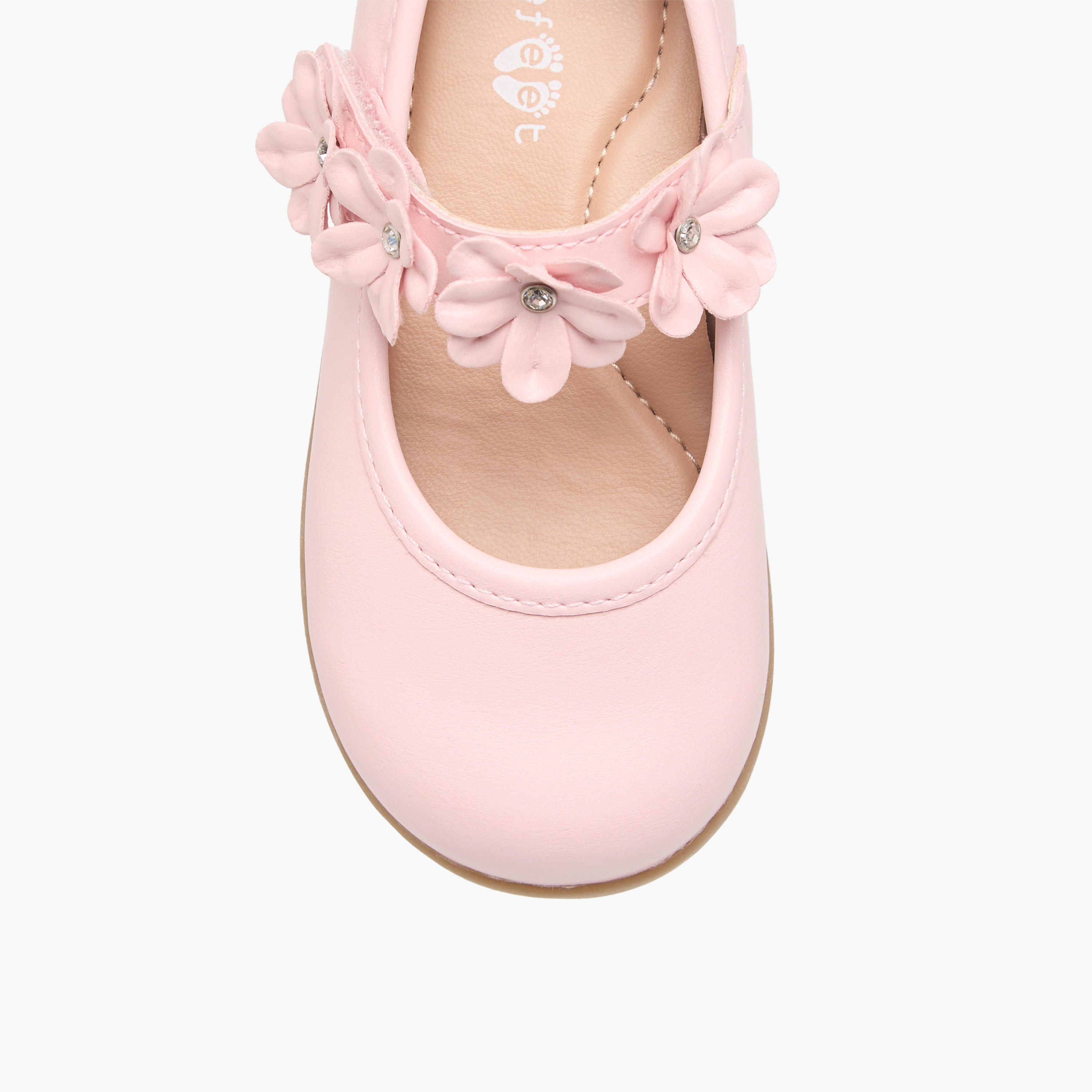 Barefeet Floral Accent Mary Jane Shoes with Hook and Loop Closure-girls-shoes-maryjanes-image-4