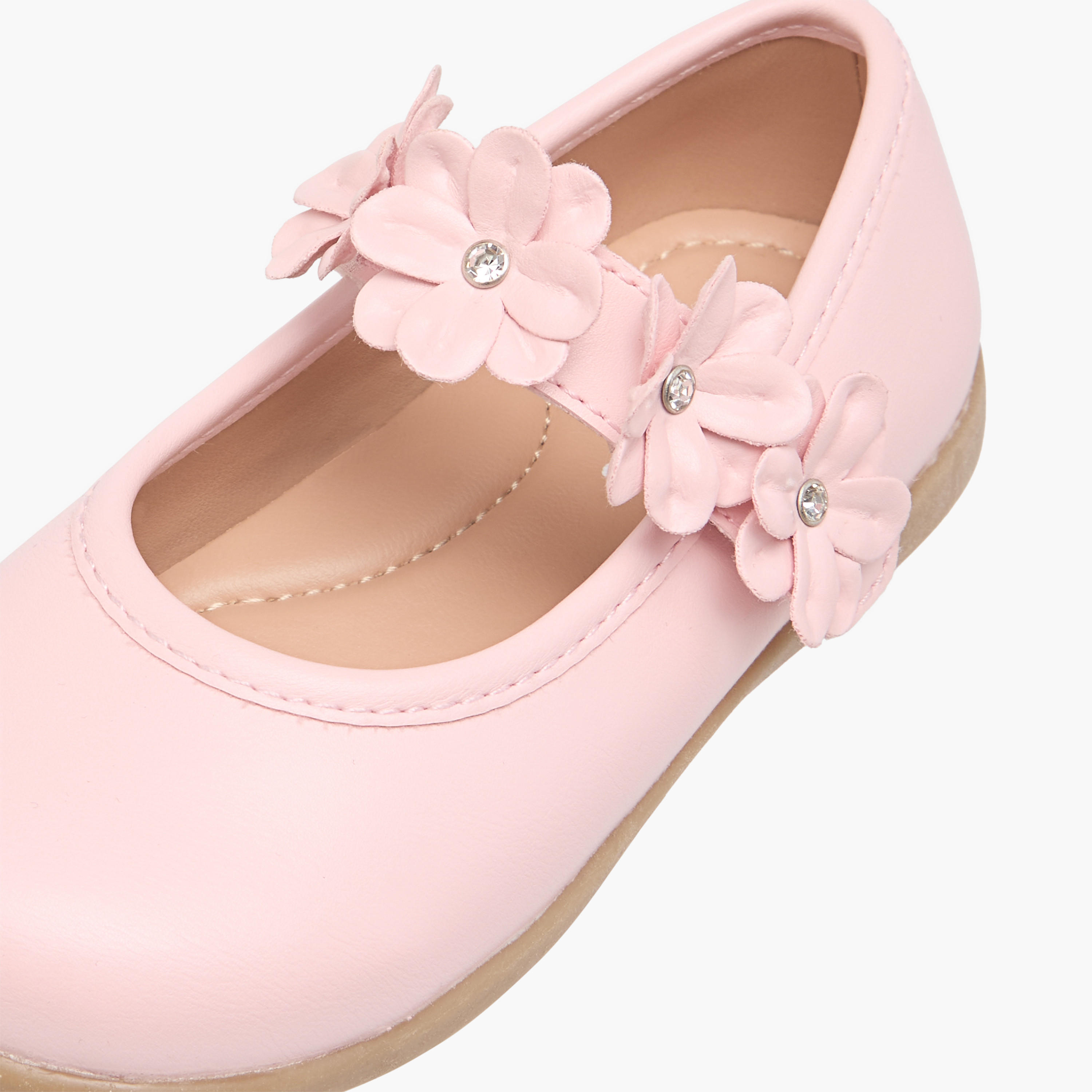 Barefeet Floral Accent Mary Jane Shoes with Hook and Loop Closure-girls-shoes-maryjanes-image-6