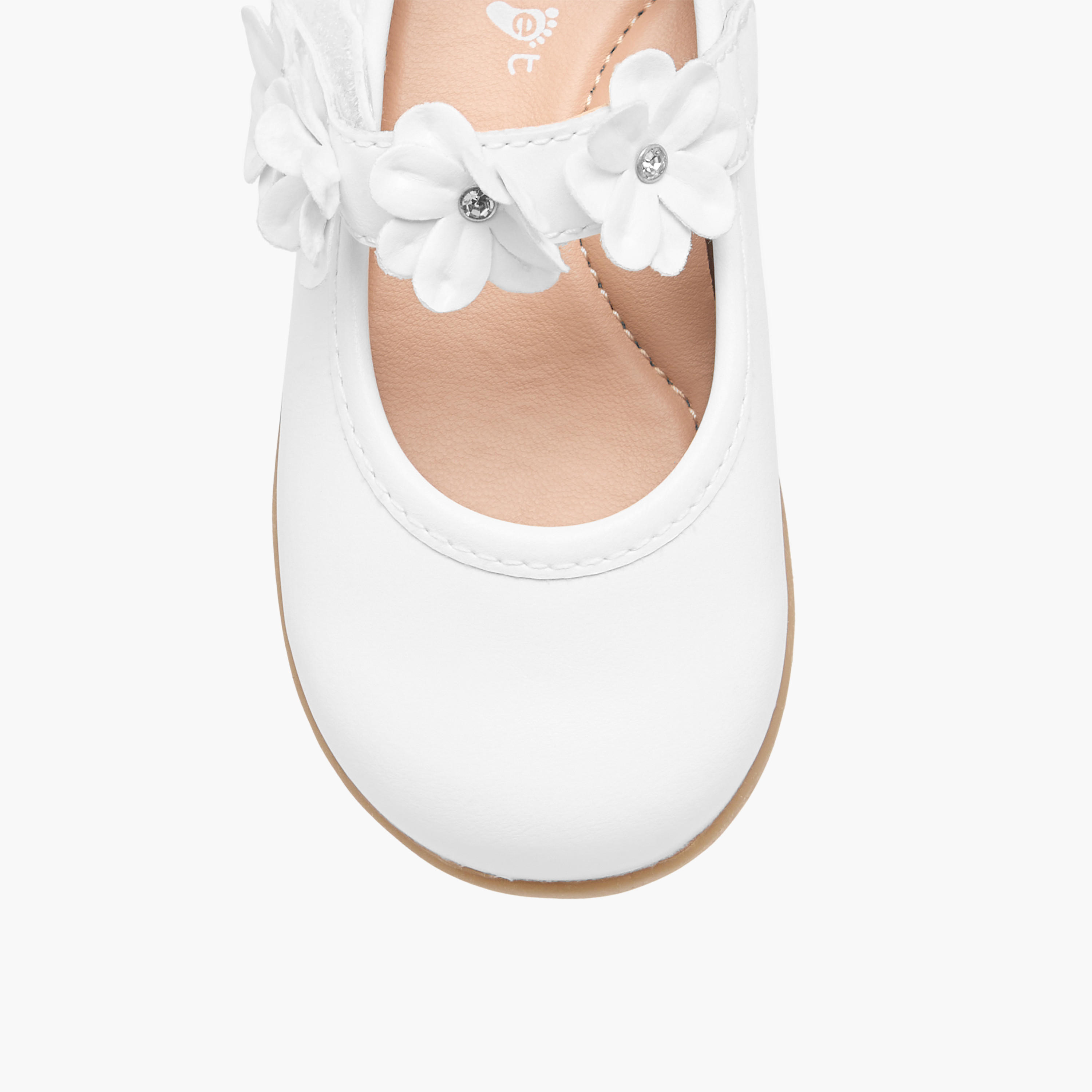 Barefeet Floral Accent Mary Jane Shoes with Hook and Loop Closure-girls-shoes-maryjanes-image-4