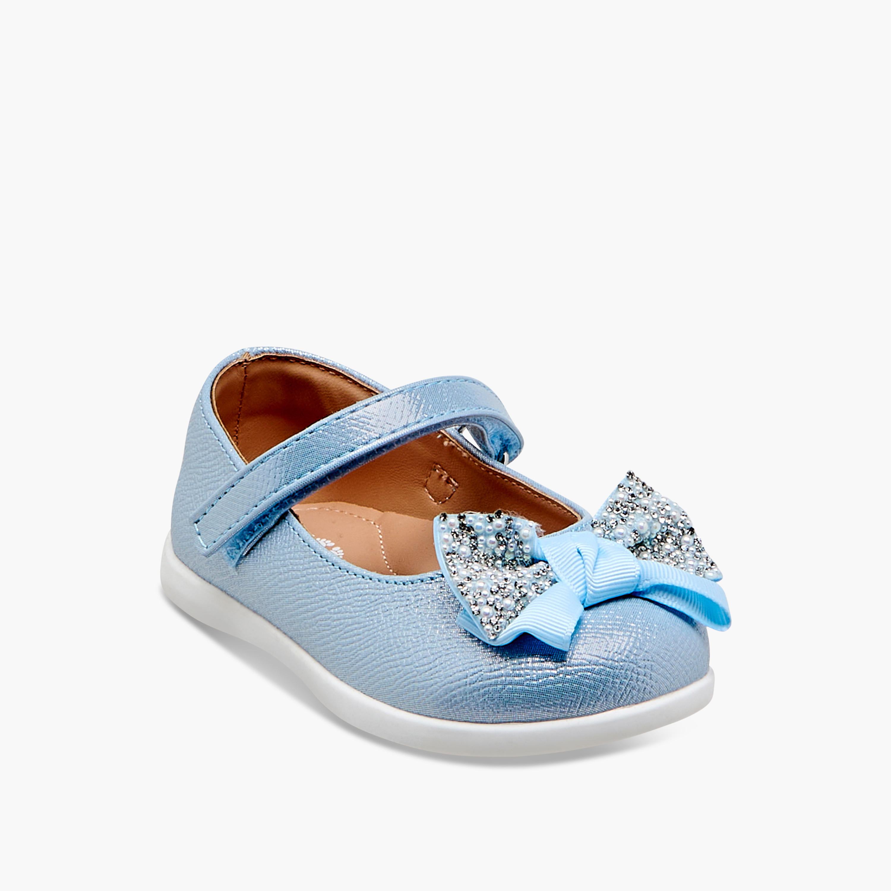 Barefeet Bow Embellished Mary Jane Shoes with Hook and Loop Closure-girls-shoes-maryjanes-image-2