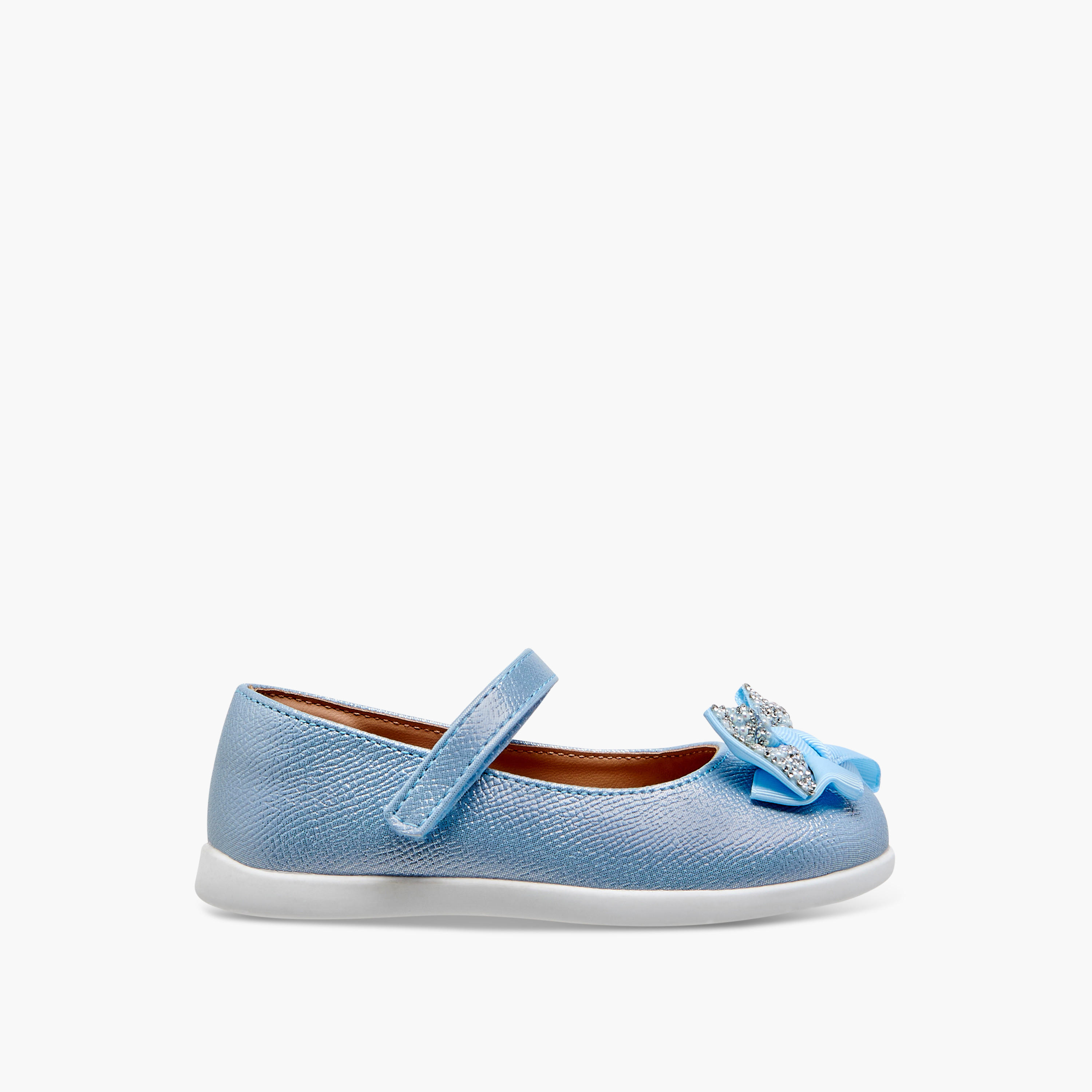 Barefeet Bow Embellished Mary Jane Shoes with Hook and Loop Closure-girls-shoes-maryjanes-image-3