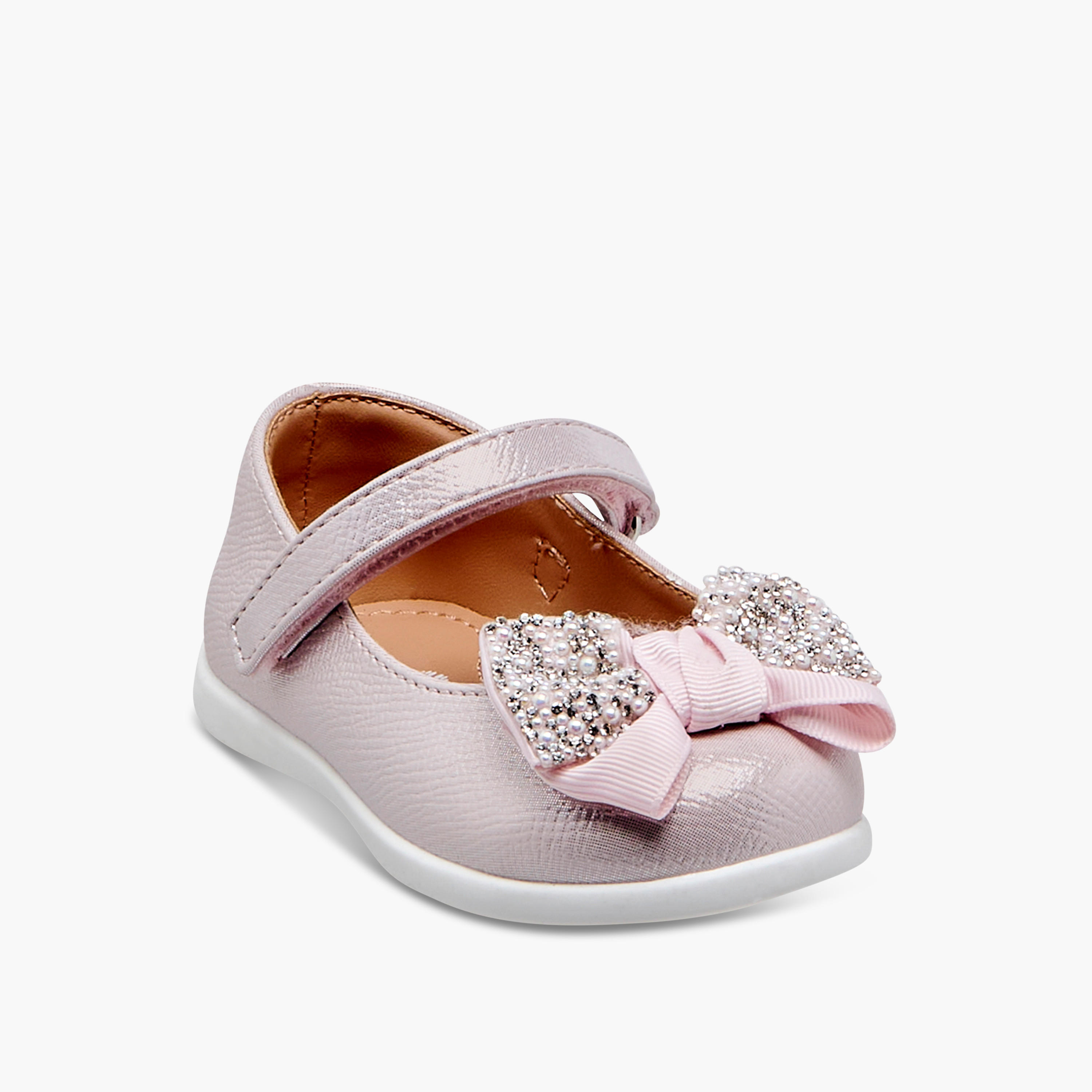 Barefeet Bow Embellished Mary Jane Shoes with Hook and Loop Closure-girls-shoes-maryjanes-image-2