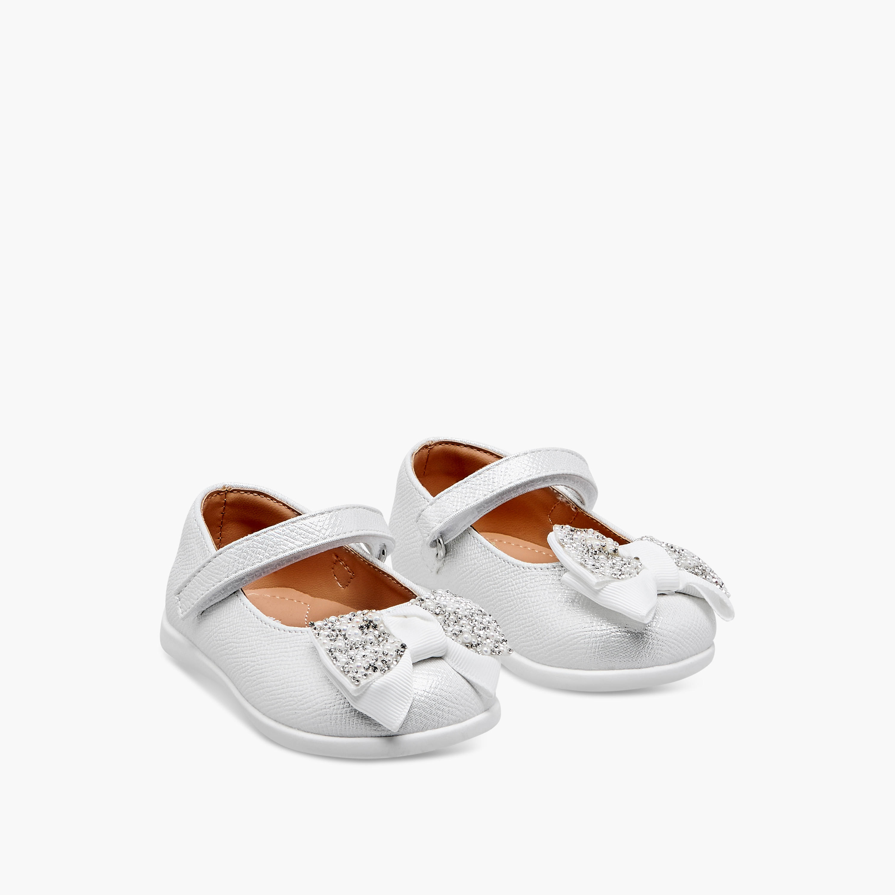 Barefeet Bow Embellished Mary Jane Shoes with Hook and Loop Closure-girls-shoes-maryjanes-image-1