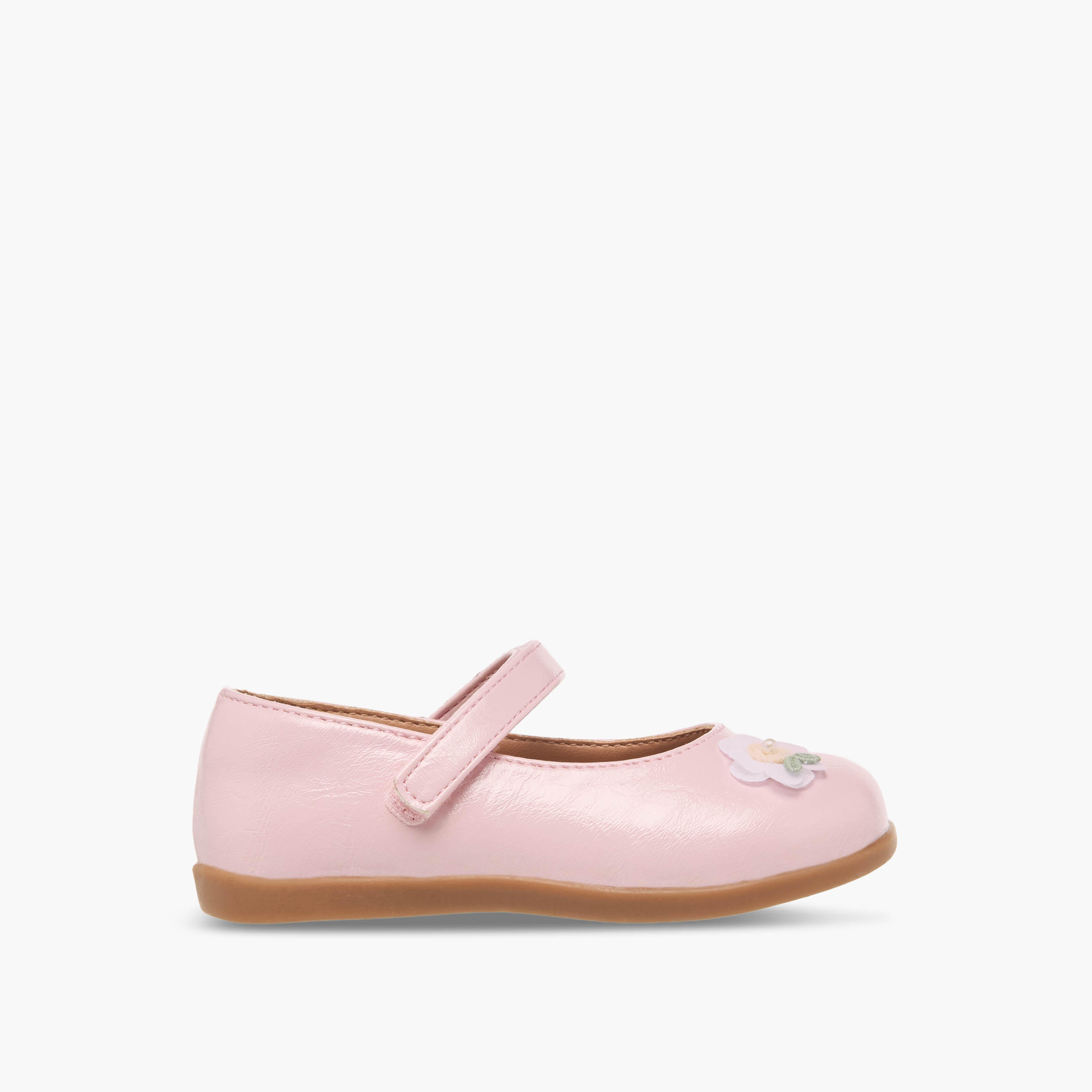 Barefeet Girls Floral Applique Hook and Loop Mary Jane Shoes-girls-shoes-maryjanes-image-3