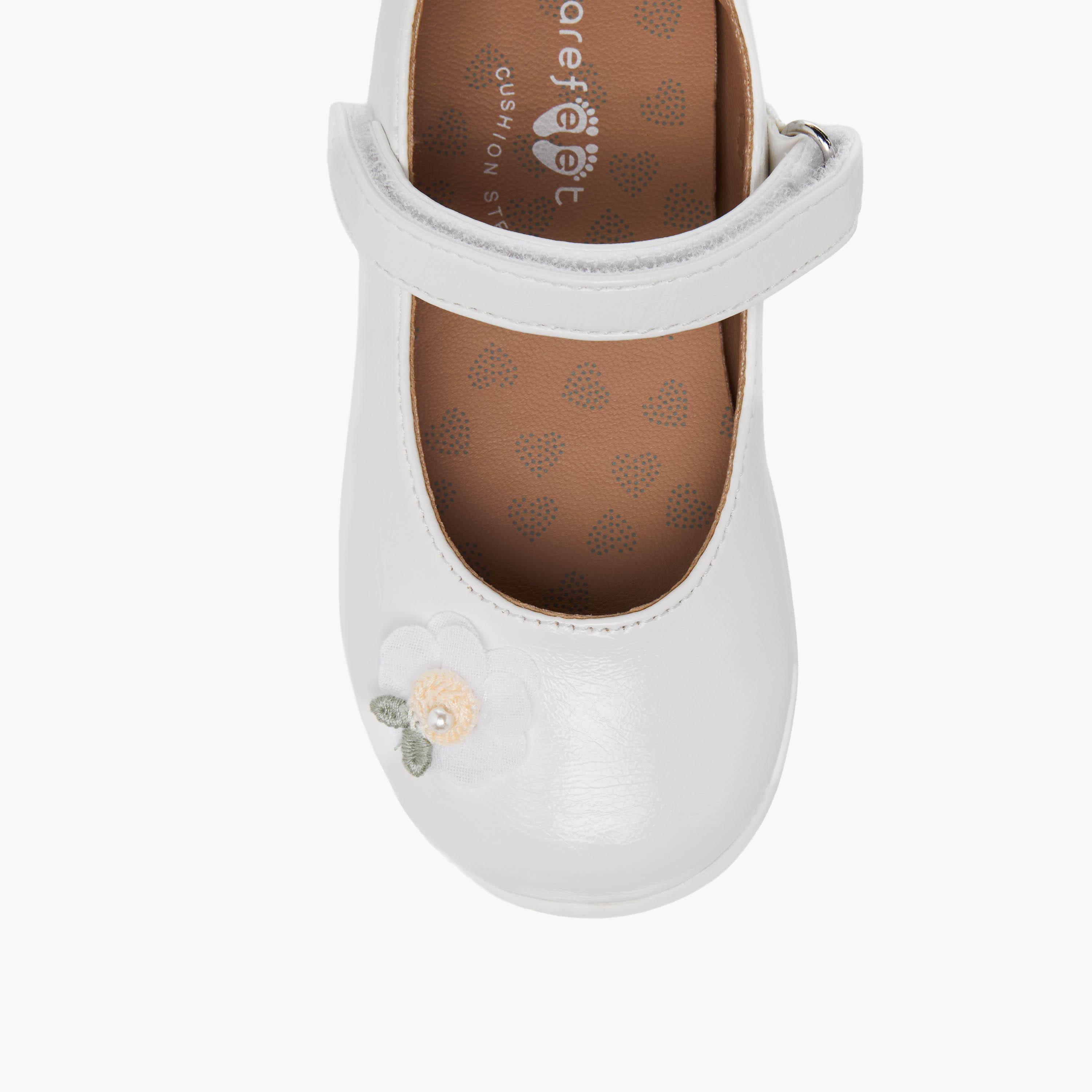 Barefeet Girls Floral Applique Hook and Loop Mary Jane Shoes-girls-shoes-maryjanes-image-4
