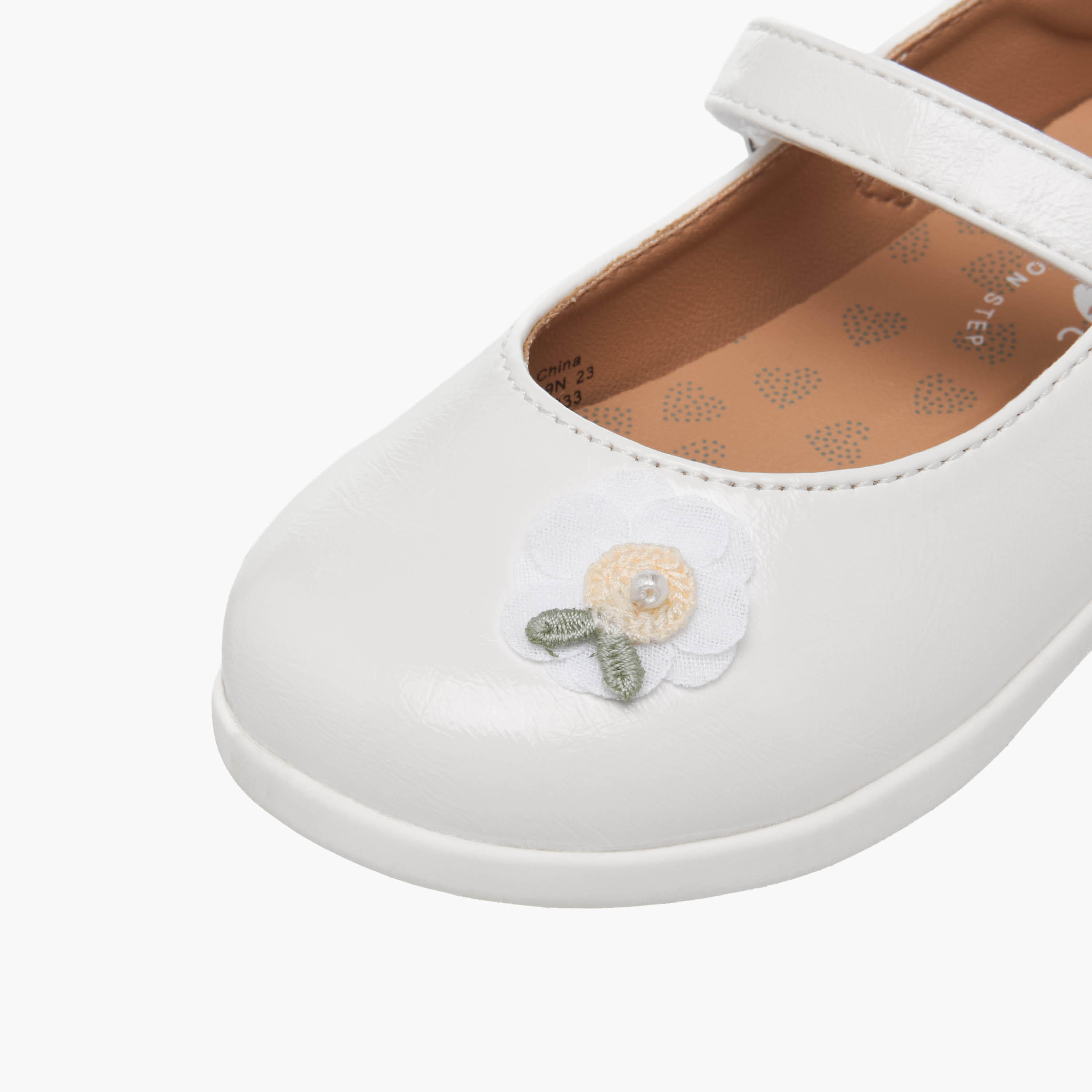 Barefeet Girls Floral Applique Hook and Loop Mary Jane Shoes-girls-shoes-maryjanes-image-6