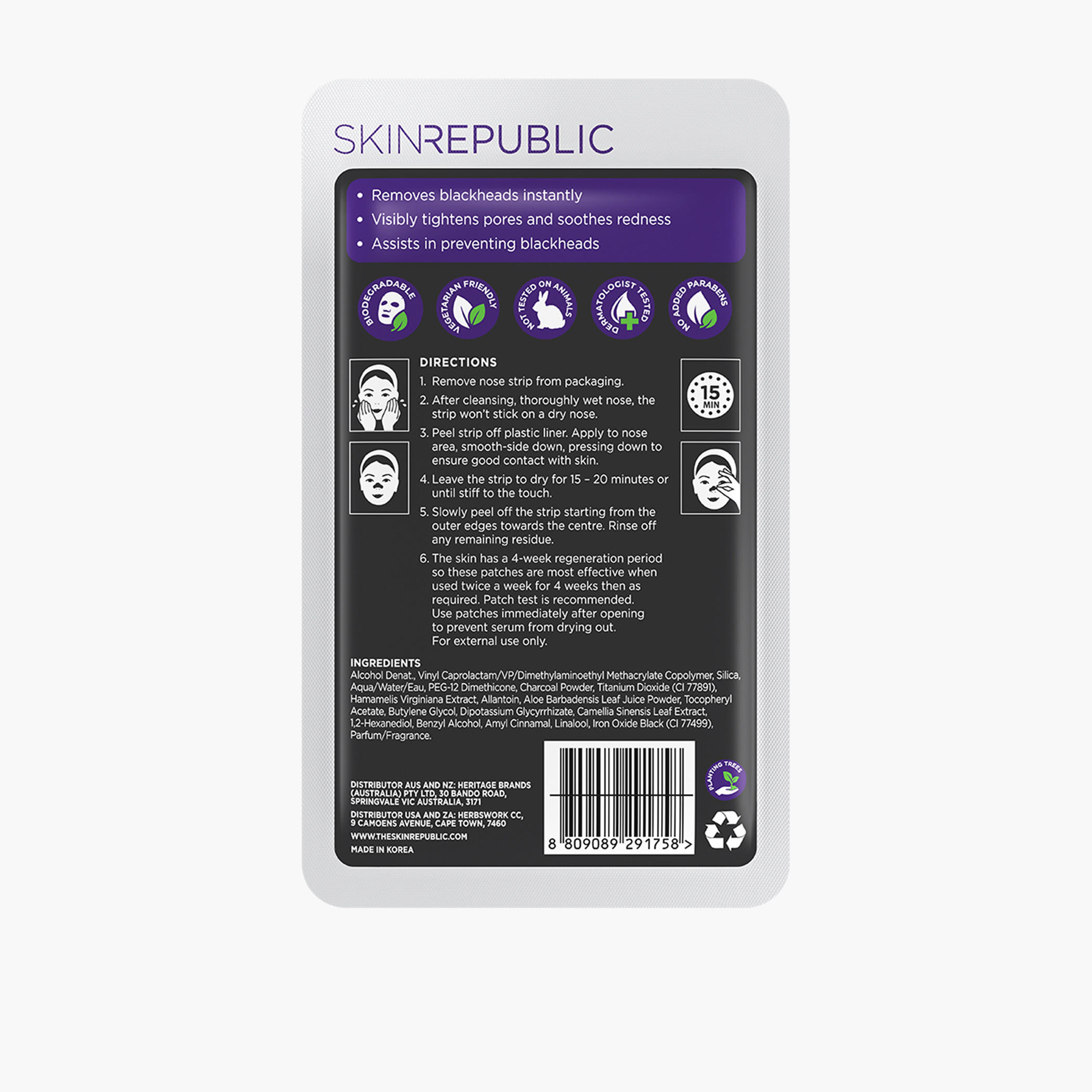 Skin Republic Charcoal Nose Strip deep cleansing, Removes Blackheads Instantly (6 Strips) -beautyandpersonalcare-skin-masks-masksandpeels-image-2