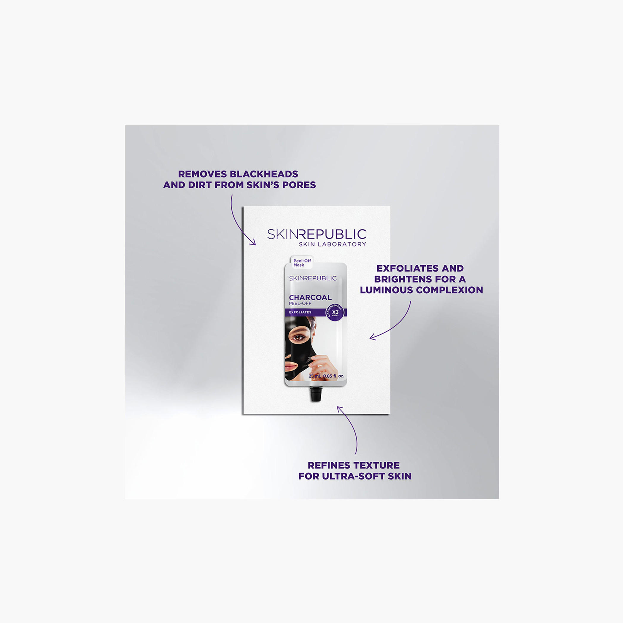 Skin Republic Charcoal Peel-Off cleansing Face Mask Sheet, Exfoliates and removes blackheads 25ml (3 Applications)-beautyandpersonalcare-kbeauty-skin-masks-sheetmask-image-4