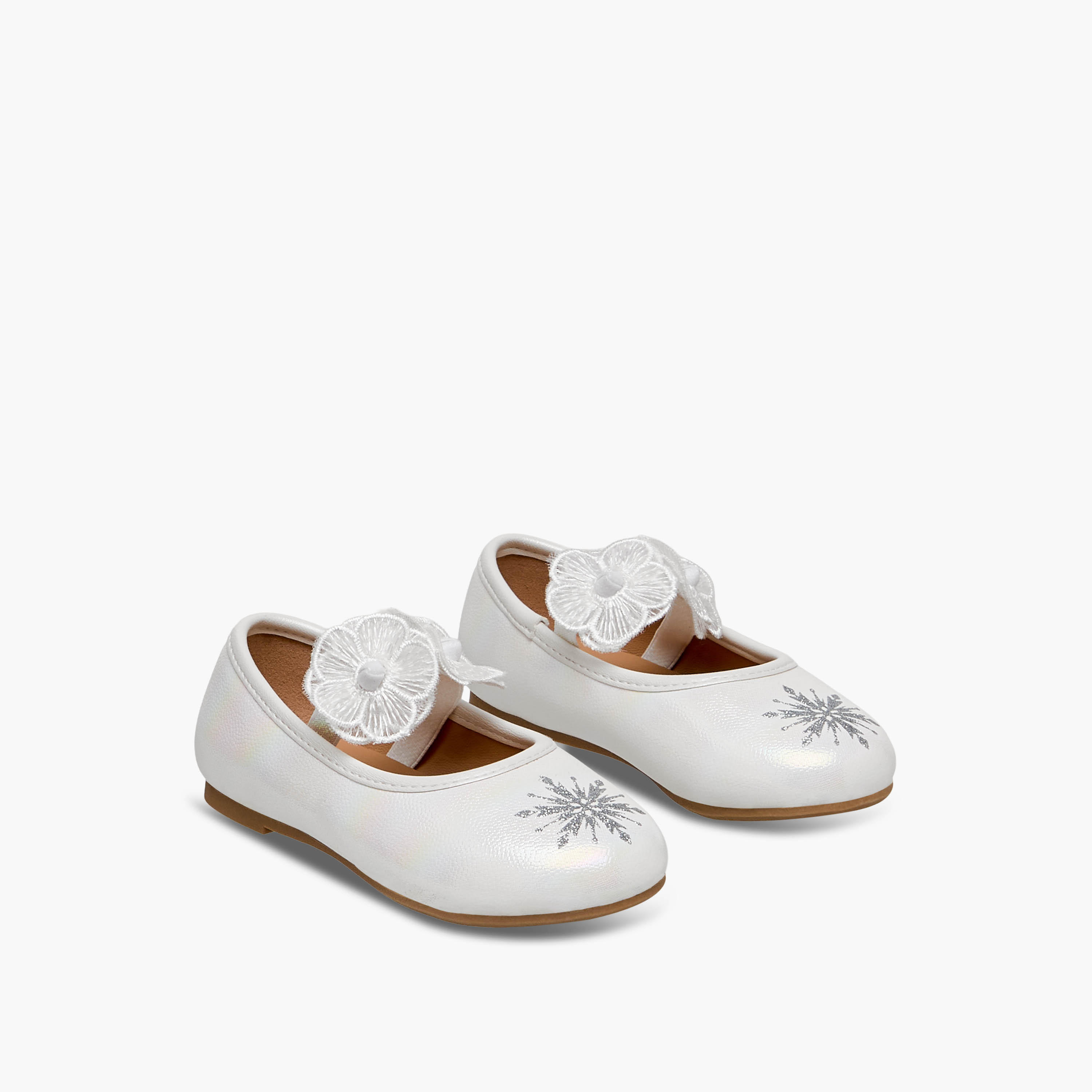 Disney Girls Frozen Snowflake Print Ballerina Shoes-girls-shoes-ballerinas-image-1