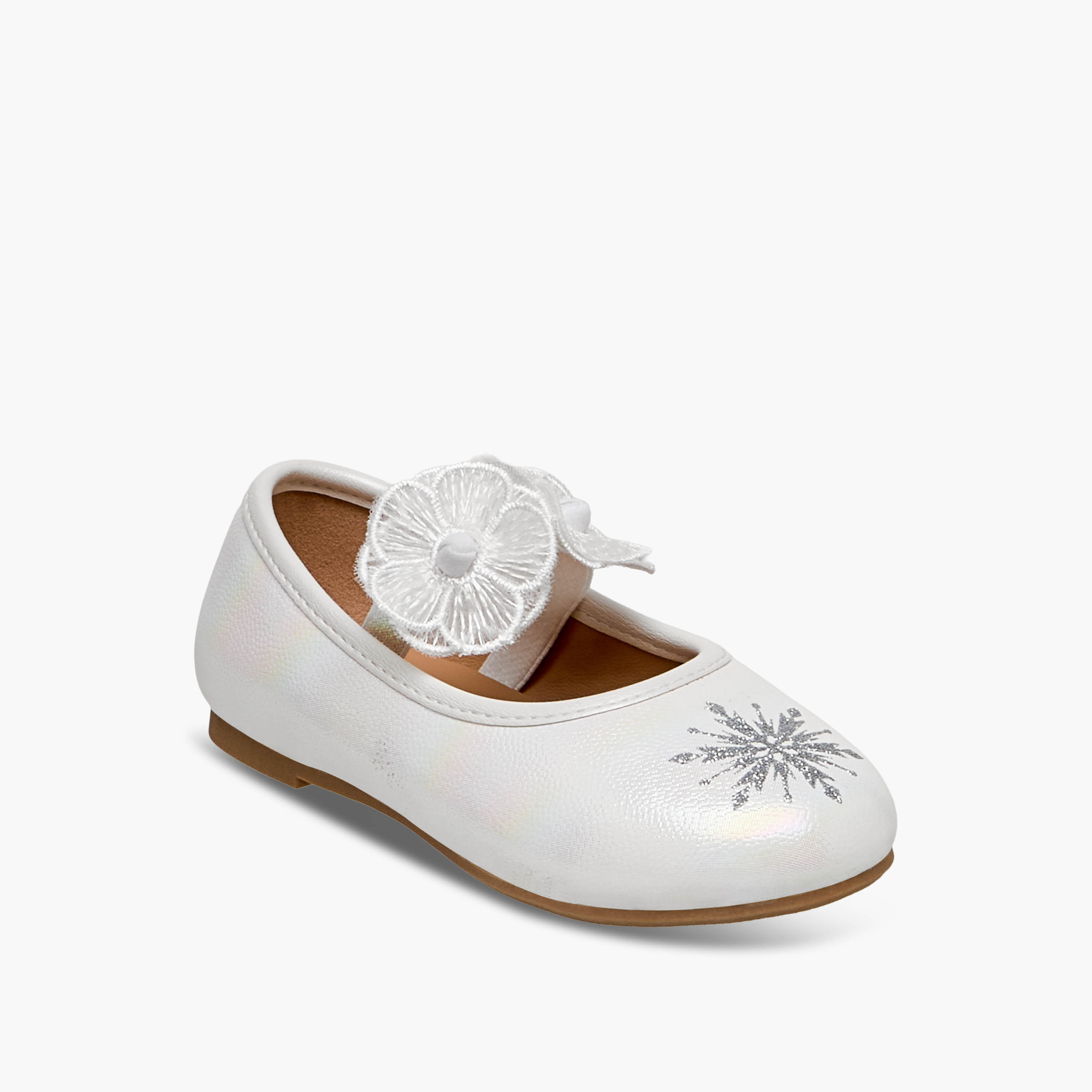 Disney Girls Frozen Snowflake Print Ballerina Shoes-girls-shoes-ballerinas-image-2