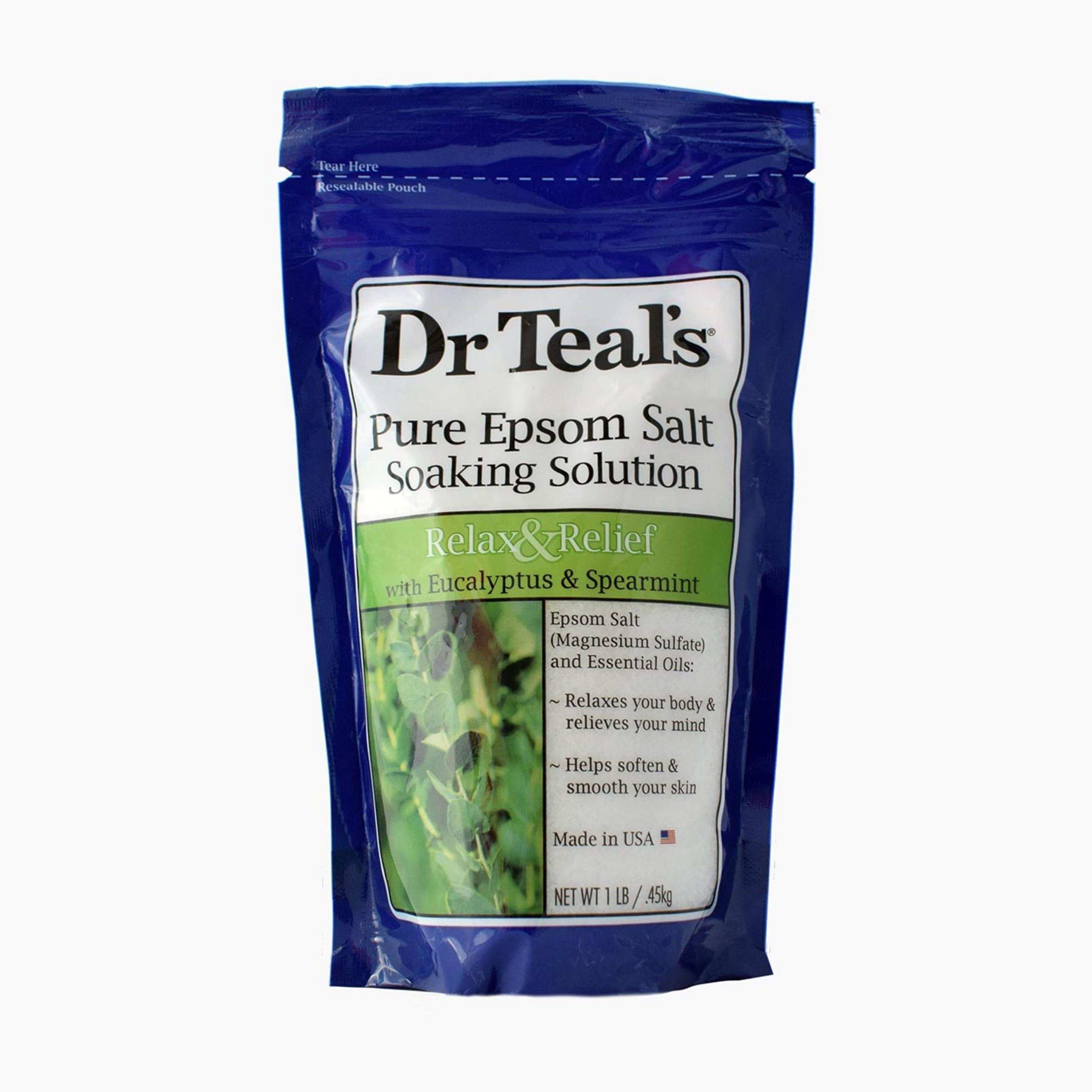 Dr Teal's Eucalyptus and Spearmint Epsom Salt Soaking Solution - 450 g-beautyandpersonalcare-bathandbody-bathandshower-bathsalts-image-1
