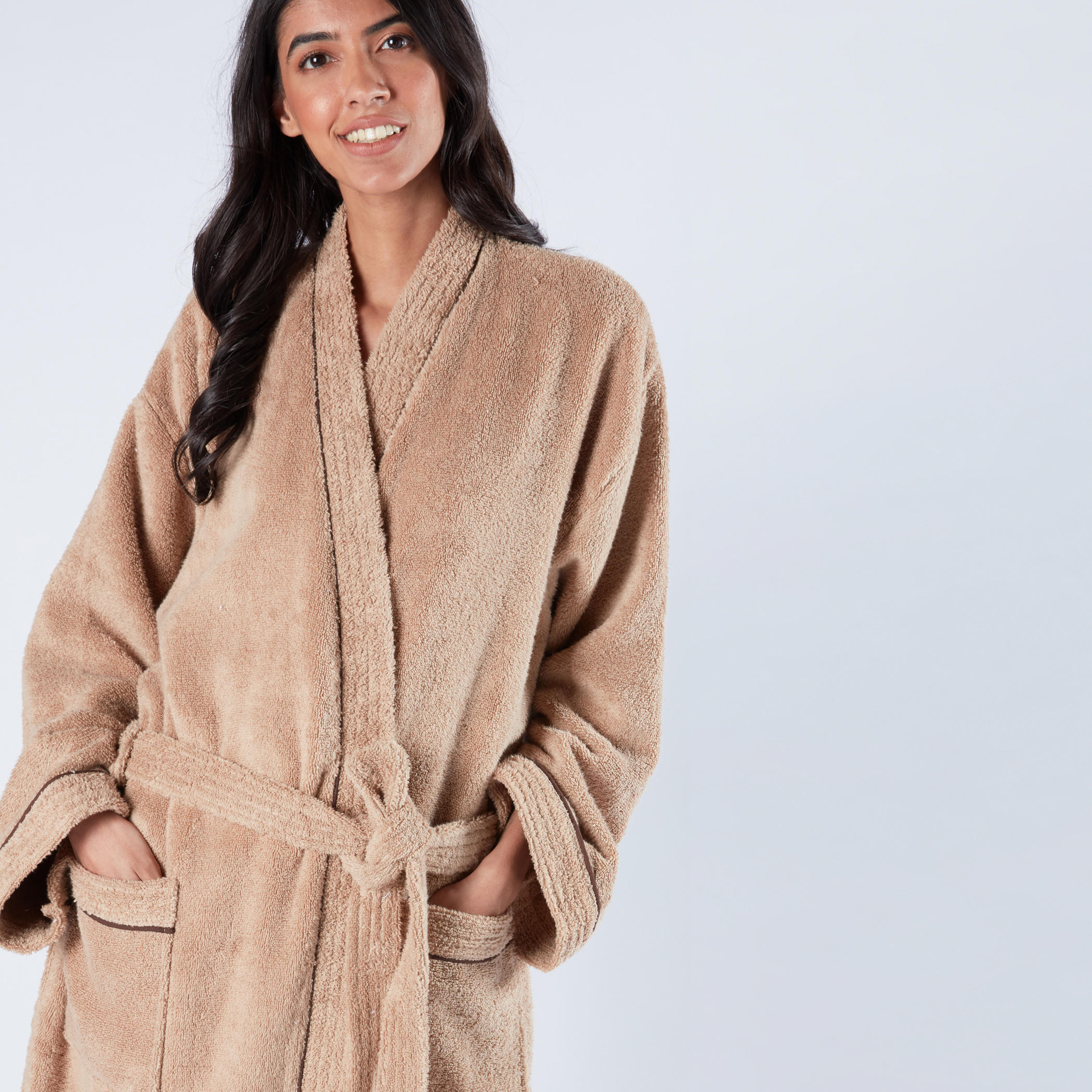 Textured Kimono Bathrobe with Tie Up and Pocket Detail-household-bathandlaundry-bathlinen-bathrobesandslippers-bathrobes-image-2
