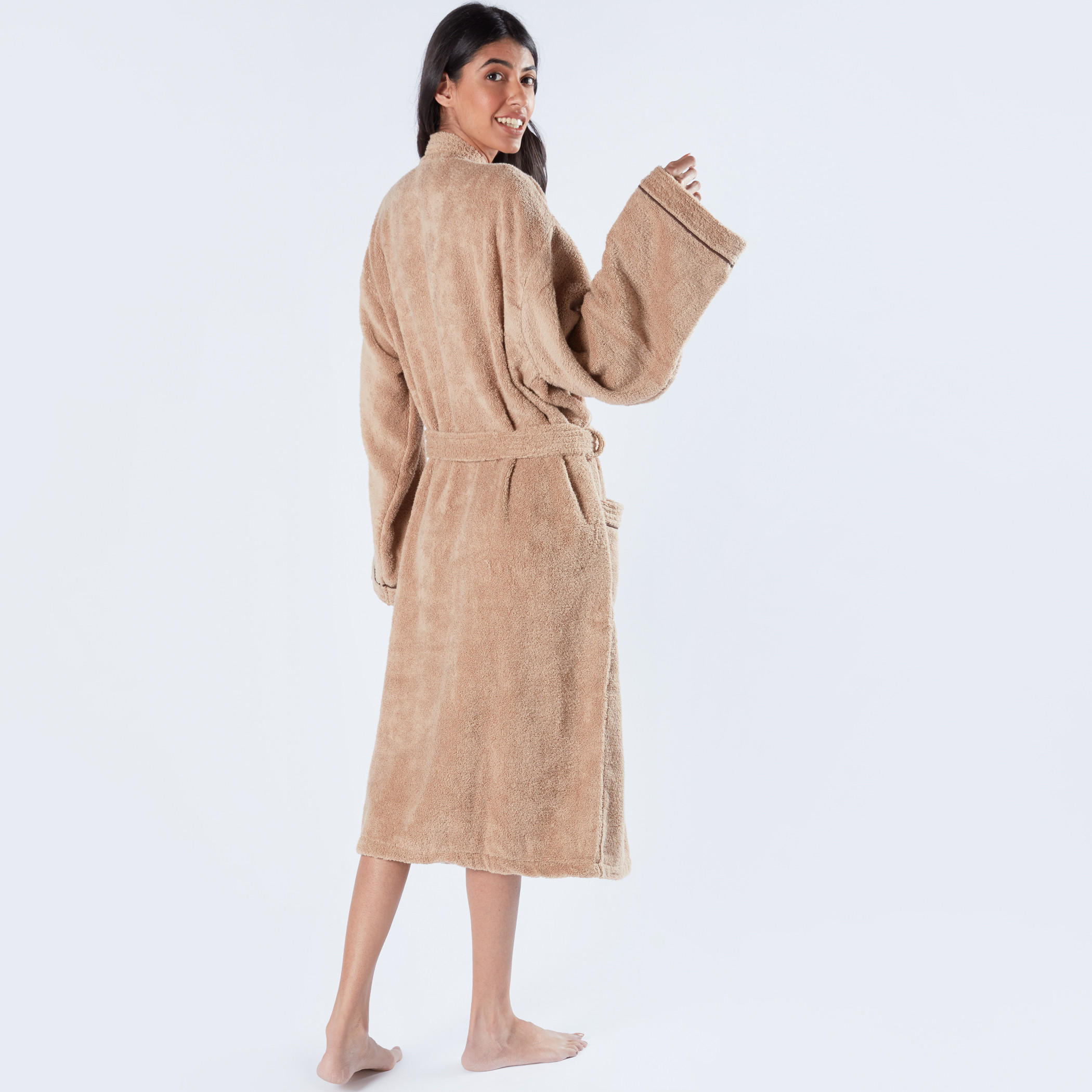 Textured Kimono Bathrobe with Tie Up and Pocket Detail-household-bathandlaundry-bathlinen-bathrobesandslippers-bathrobes-image-3