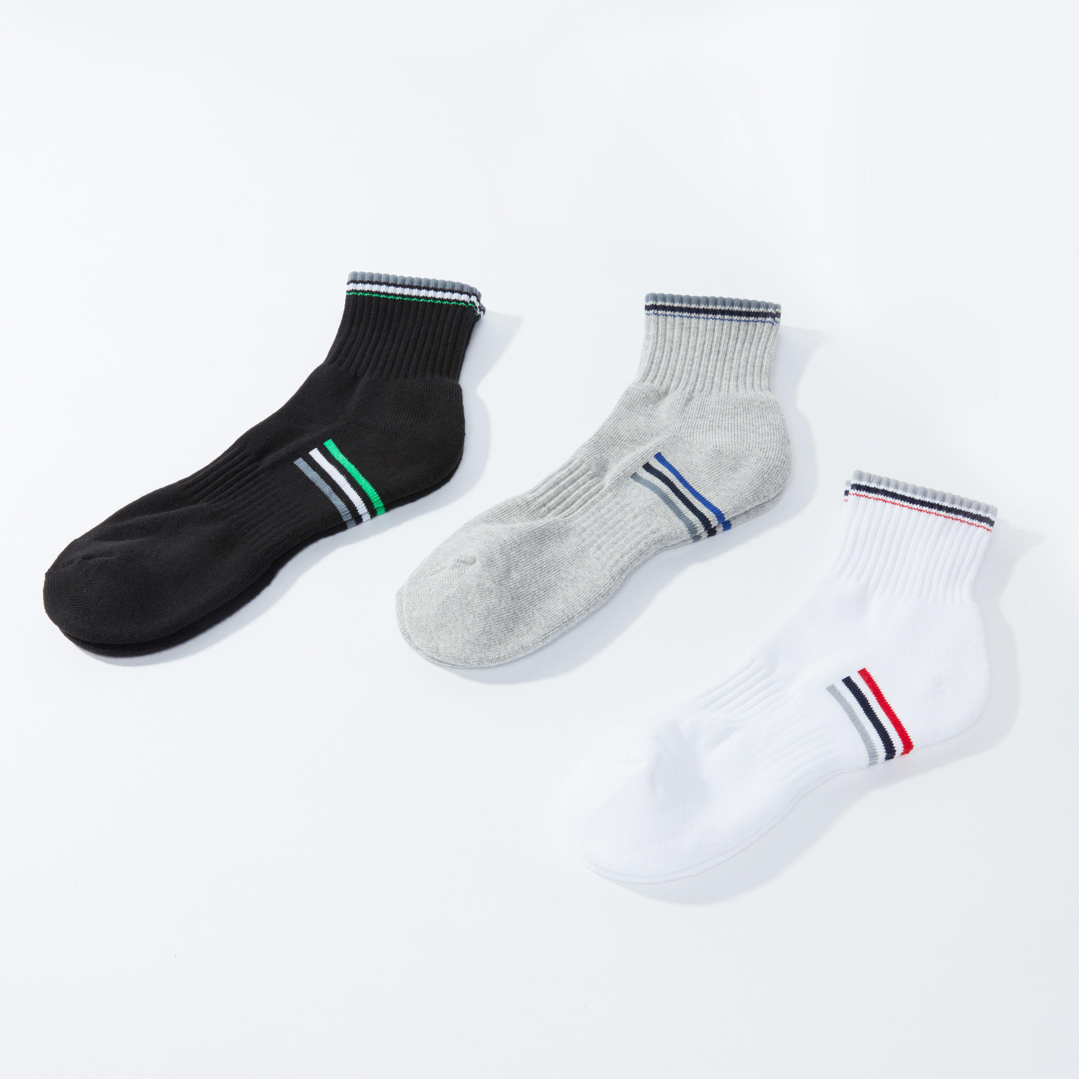 جوارب مضلعة بطول الكاحل - طقم 3 أزواج-men-socks-image-1