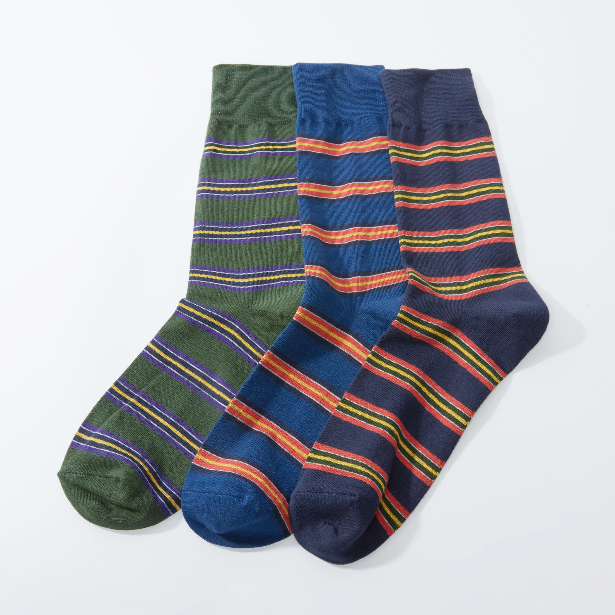 جوارب مقلمة بطول متوسط - طقم من 3 أزواج-men-socks-image-1