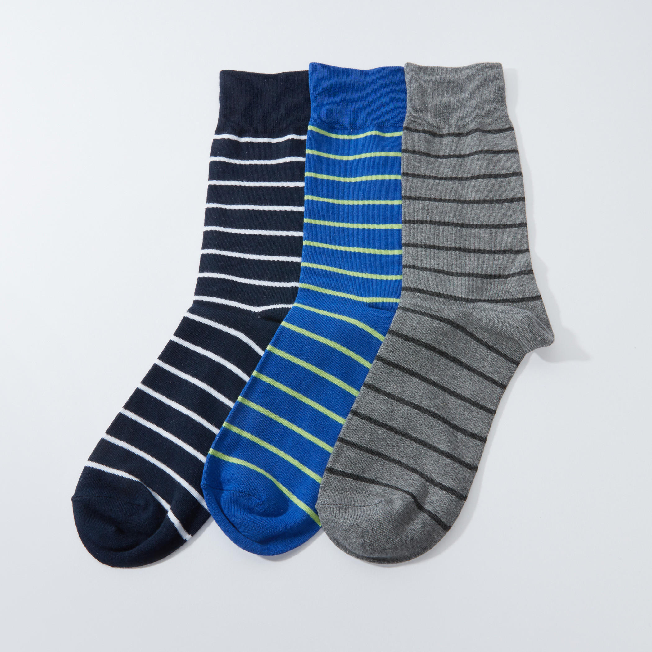 Striped Crew Length Socks - Set of 3-men-socks-image-1