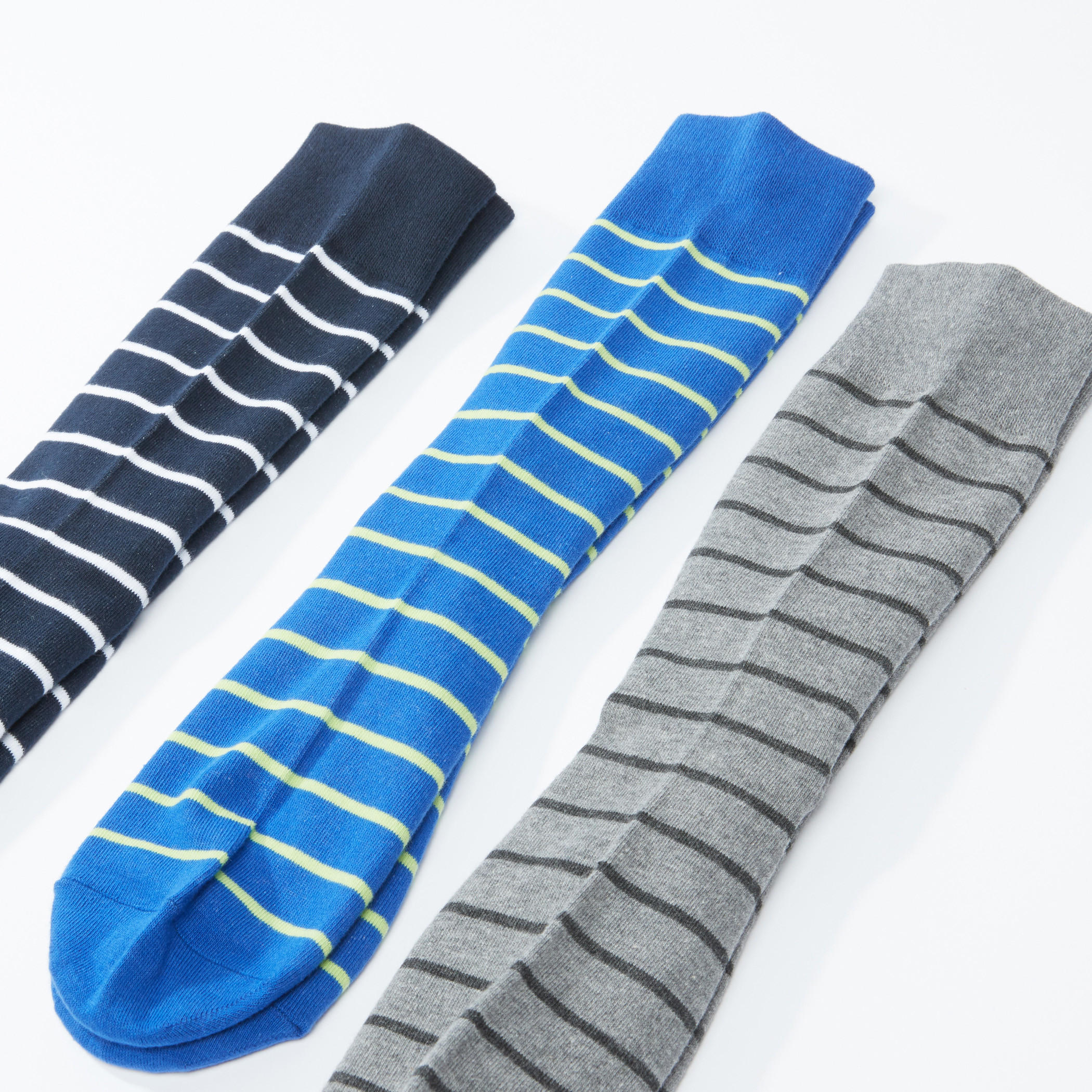 Striped Crew Length Socks - Set of 3-men-socks-image-3