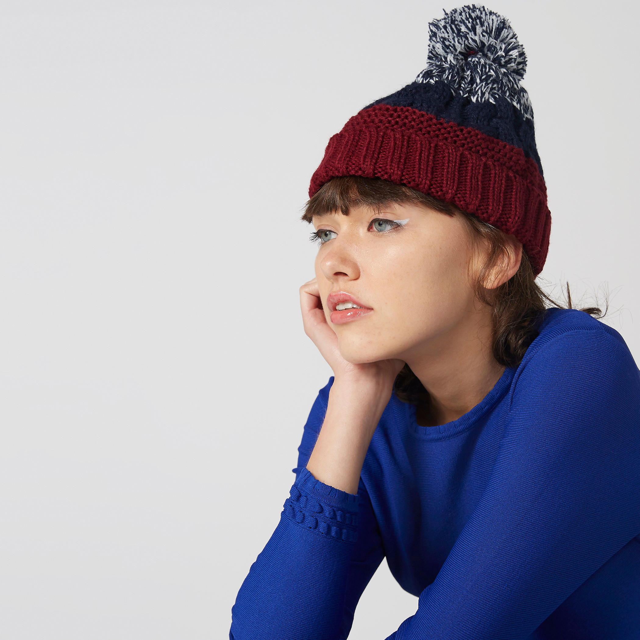 Textured Beanie Cap with Pom-Pom Detail-men-caps-image-2