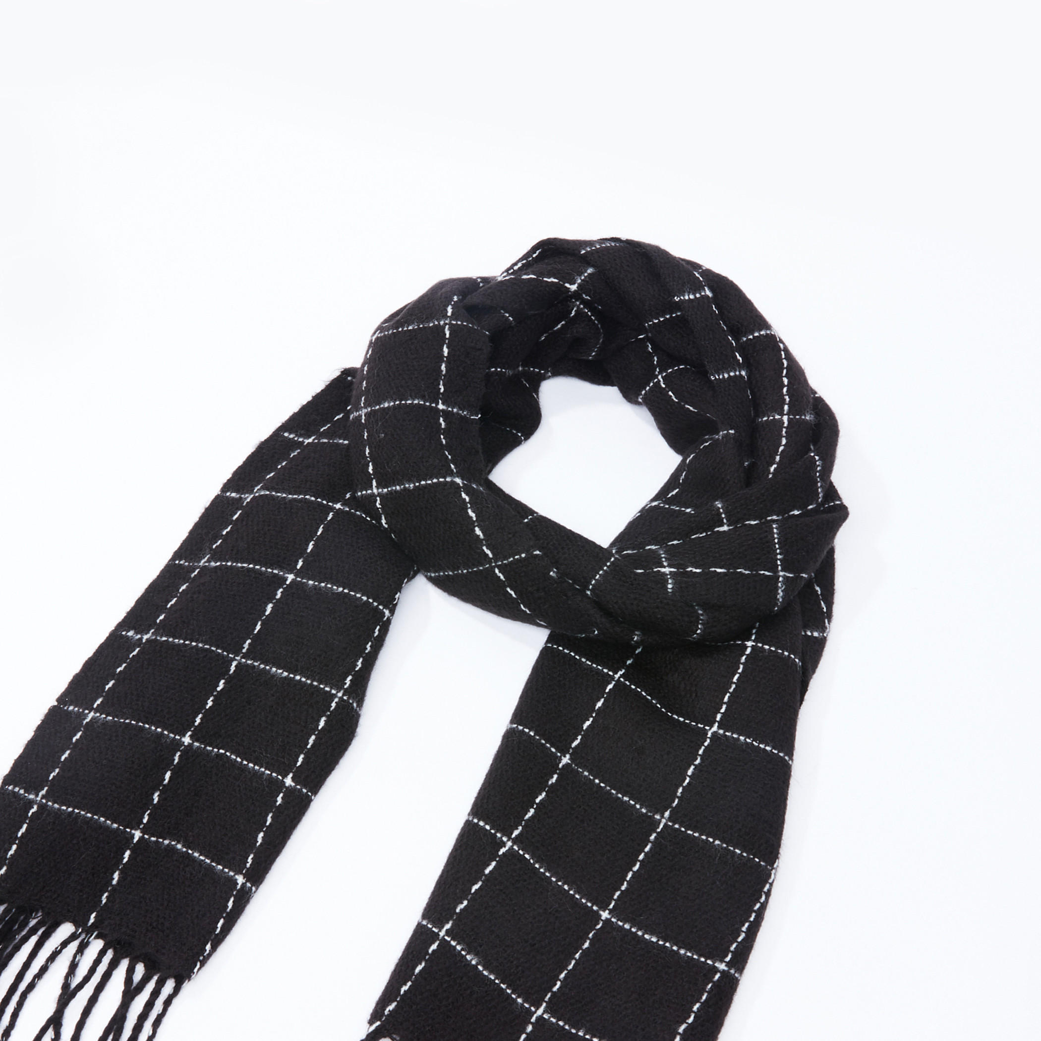 Chequered Scarf with Fringes-men-scarvesandgloves-image-1