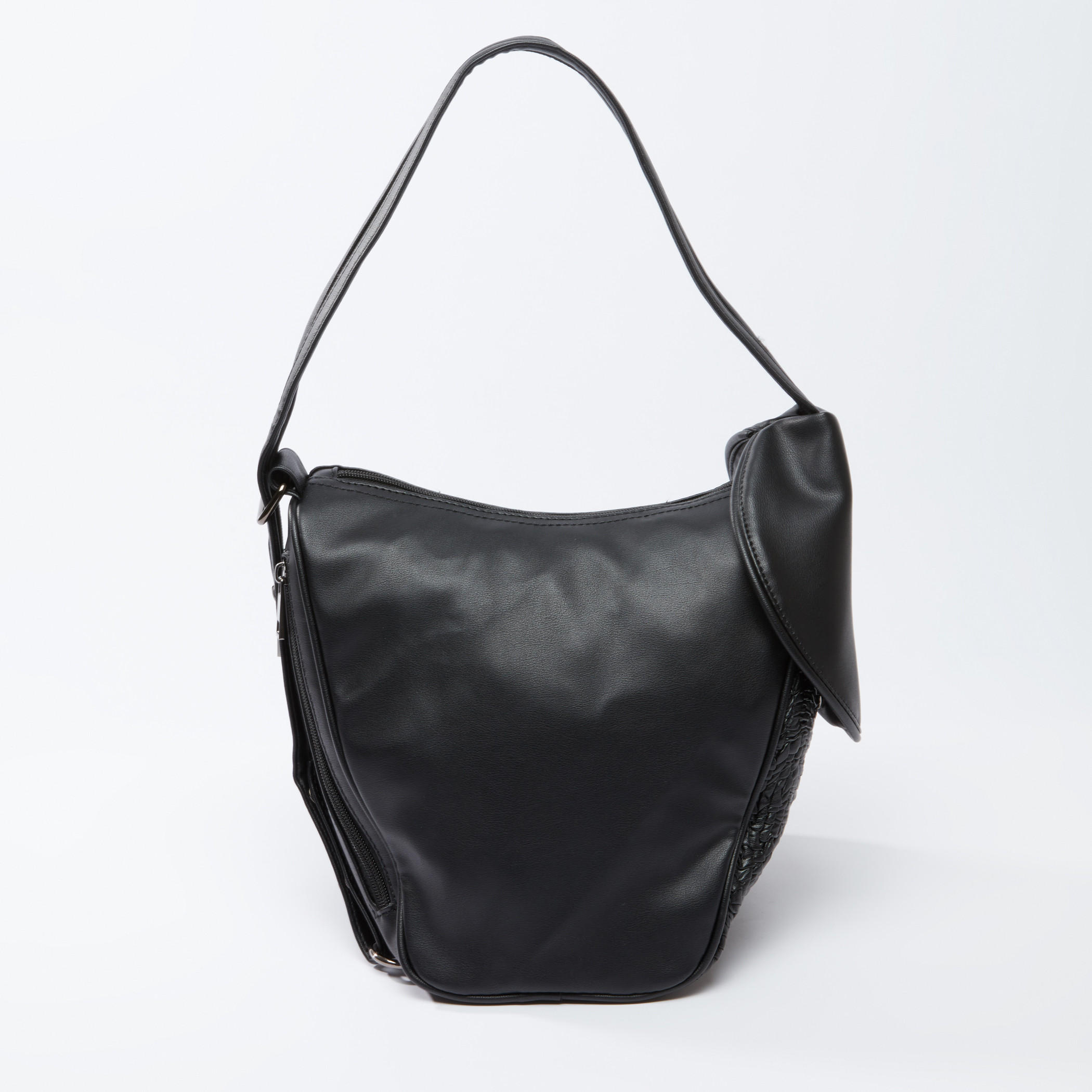 Textured 2-in-1 Handbag with Flap and Shoulder Straps-women-bagsandwallets-handbags-image-1