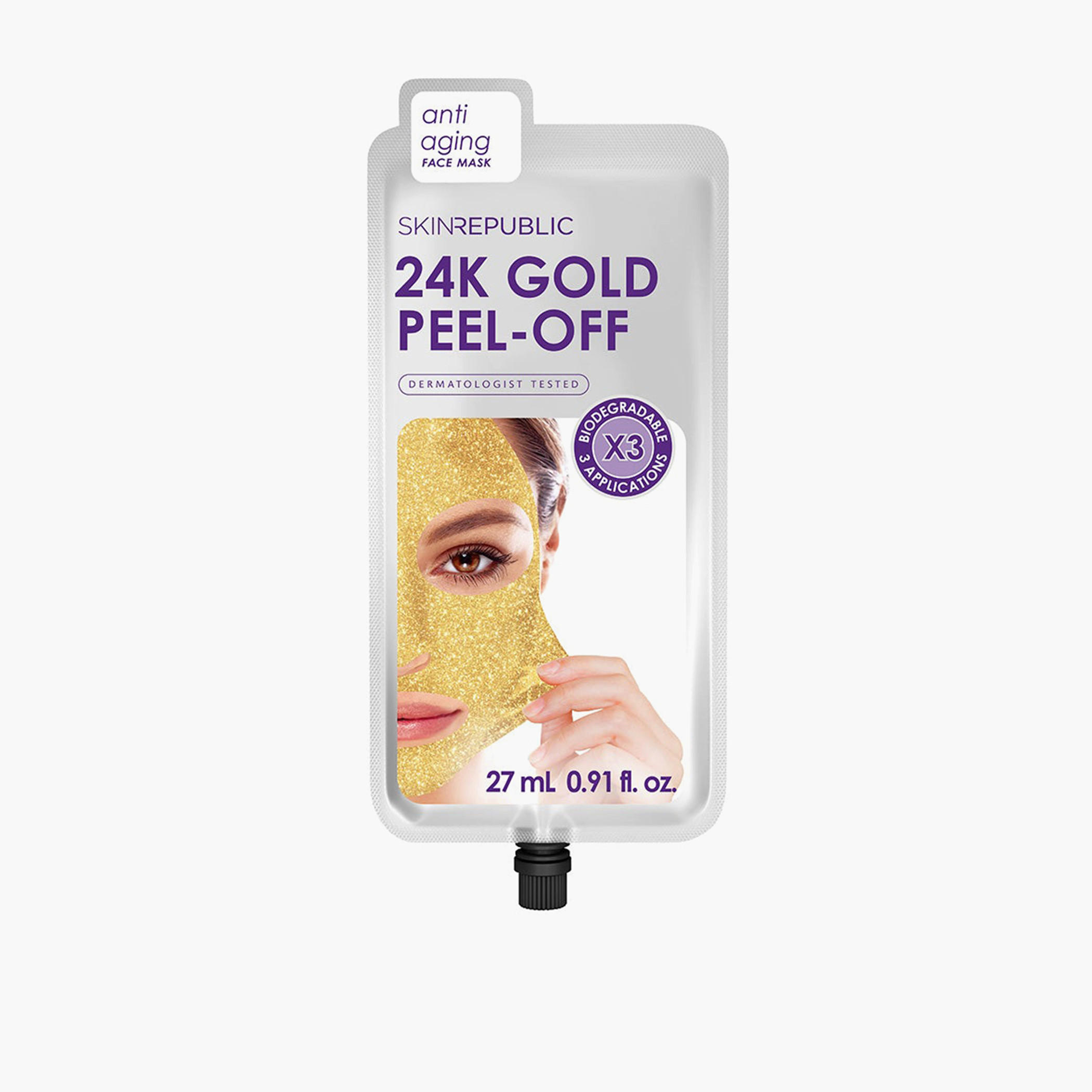 Skin Republic 24K Gold Peel-Off Anti Aging Face Mask Sheet 27 ml (3 Applications)-beautyandpersonalcare-kbeauty-skin-masks-sheetmask-image-1