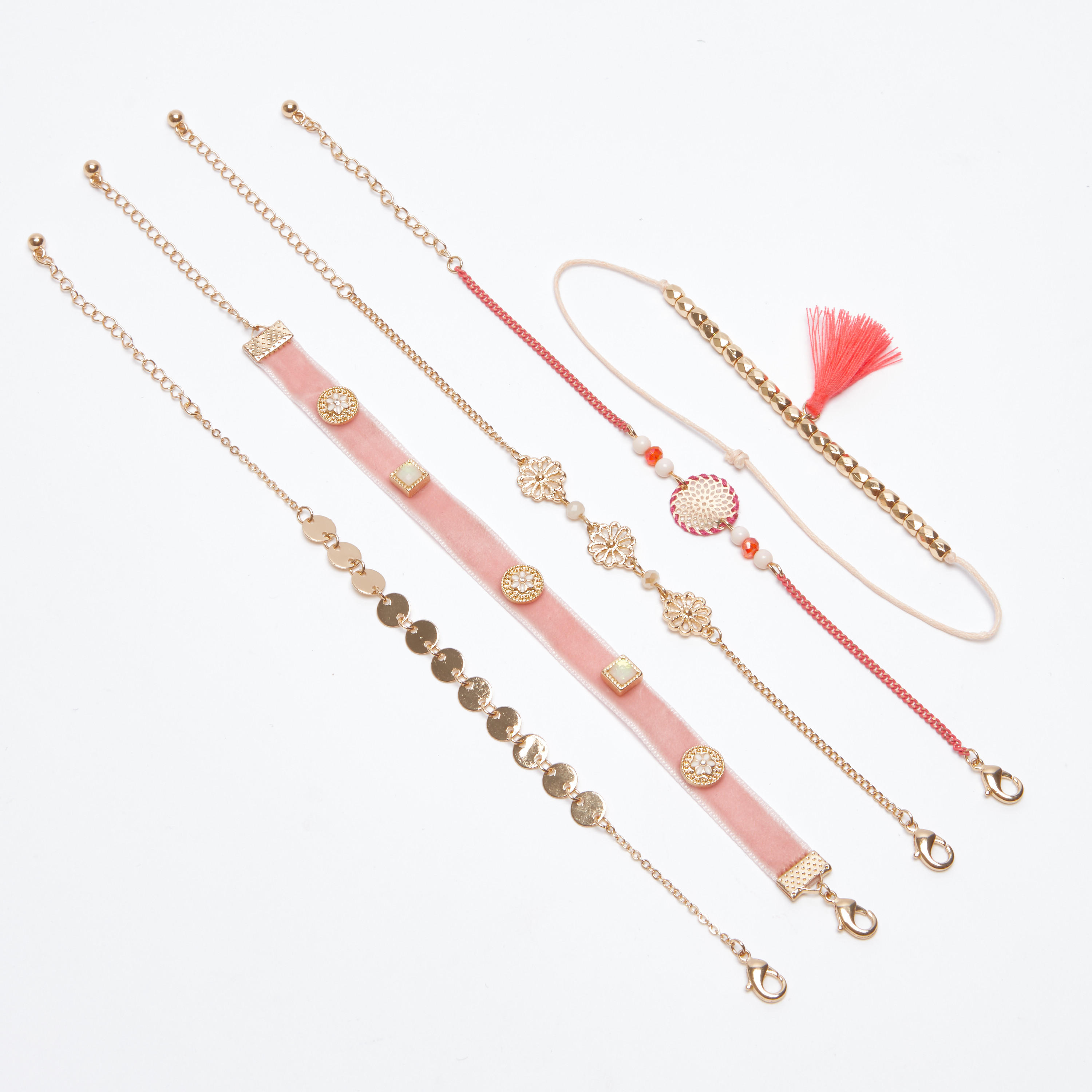 سوار بتفاصيل ميتاليك - طقم من 5 قطع-women-watchesandjewellery-jewellery-banglesandbracelets-image-1