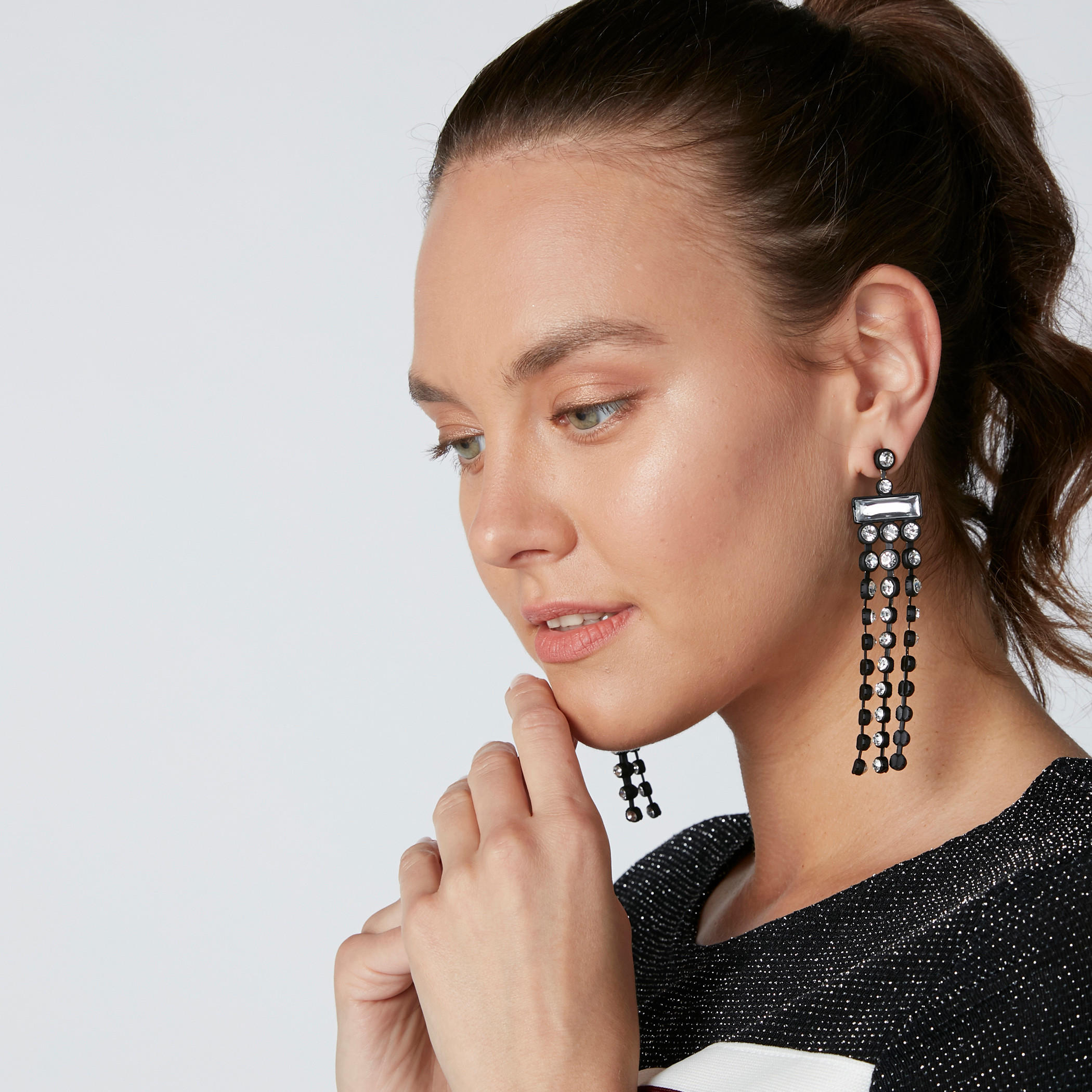 Studded Dangling Earrings with Pushback Closure-women-watchesandjewellery-jewellery-earrings-image-2