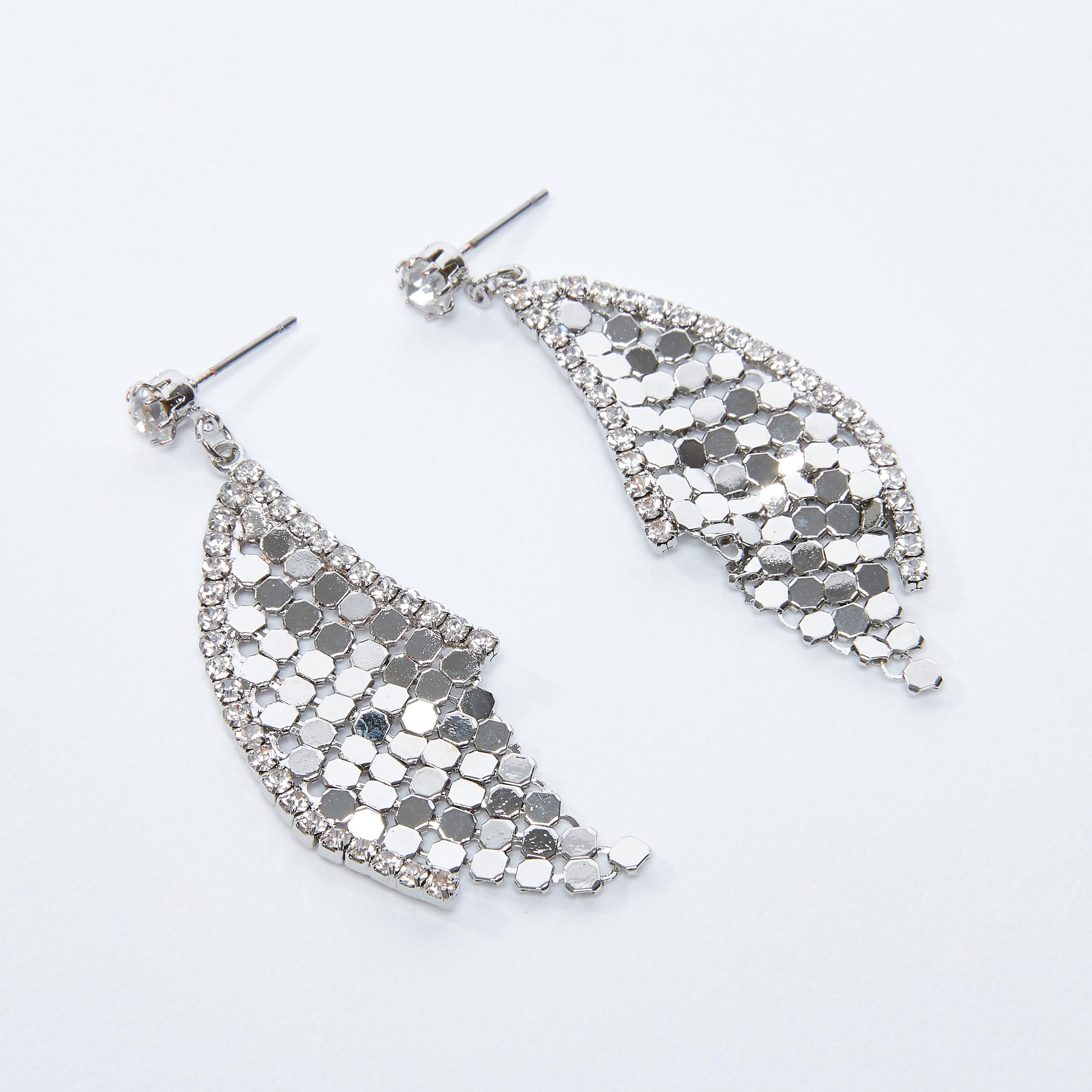 Studded Dangling Earrings with Pushback Closure-women-watchesandjewellery-jewellery-earrings-image-1