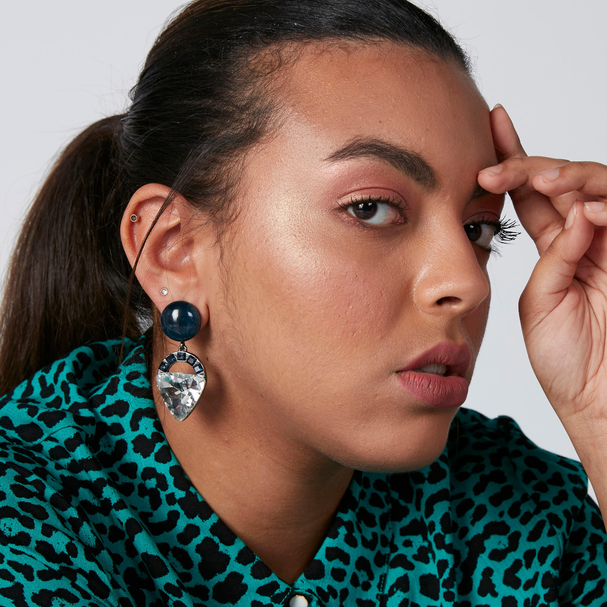 Studded Dangling Earrings with Pushback Closure-women-watchesandjewellery-jewellery-earrings-image-2