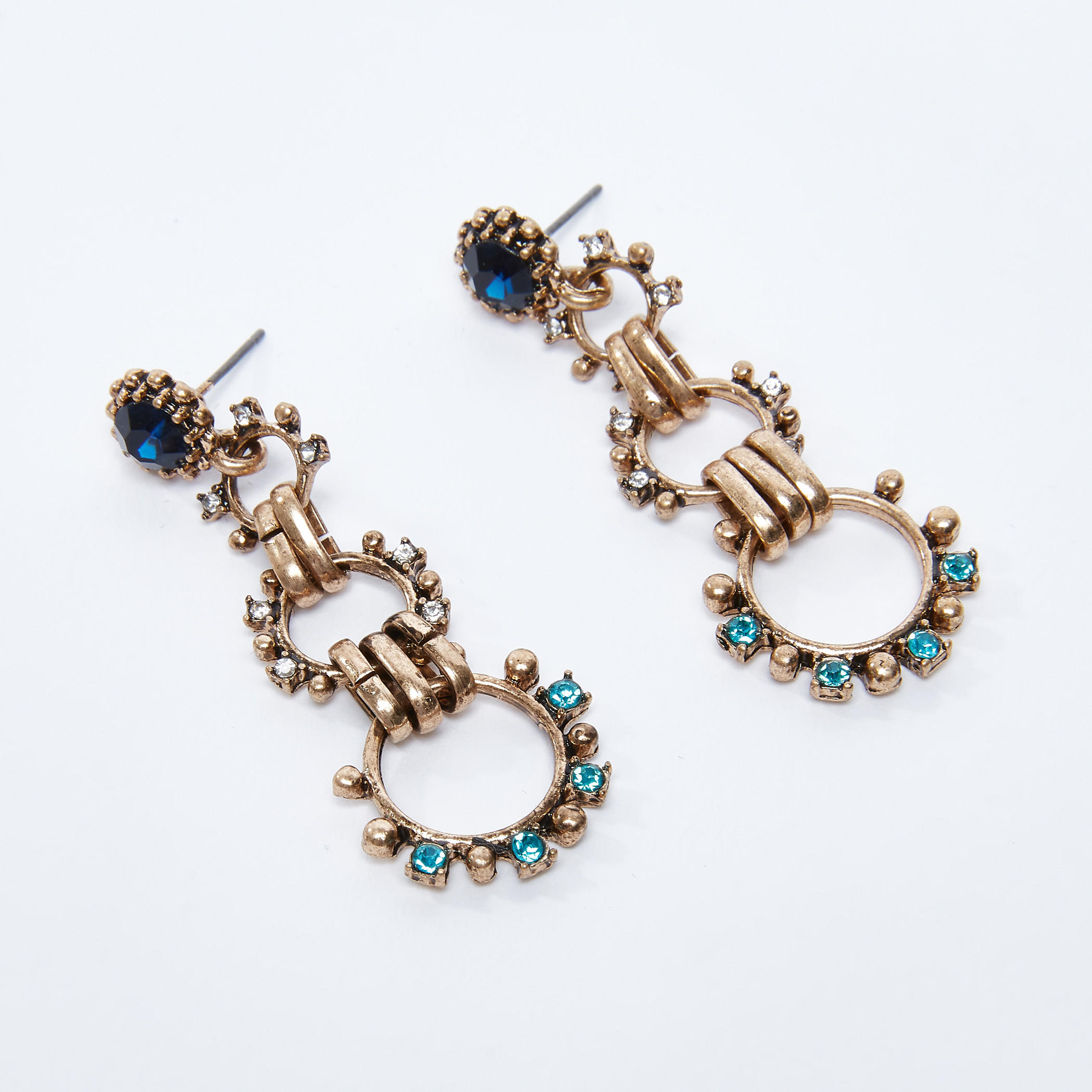 Studded Dangling Earrings with Pushback Closure-women-watchesandjewellery-jewellery-earrings-image-1