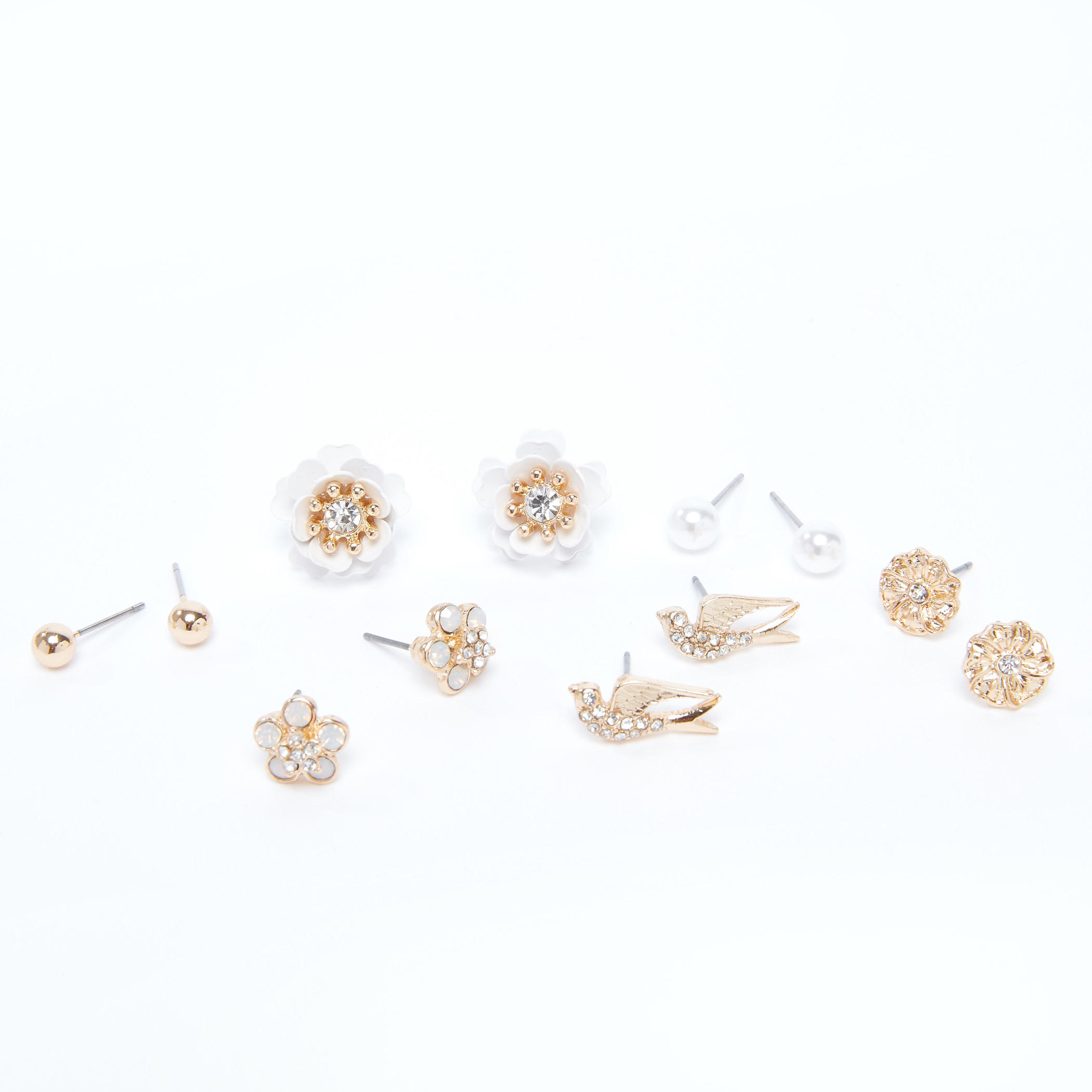 أقراط مرصّعة بمكبس إغلاق - طقم من 6 قطع-women-watchesandjewellery-jewellery-earrings-image-1