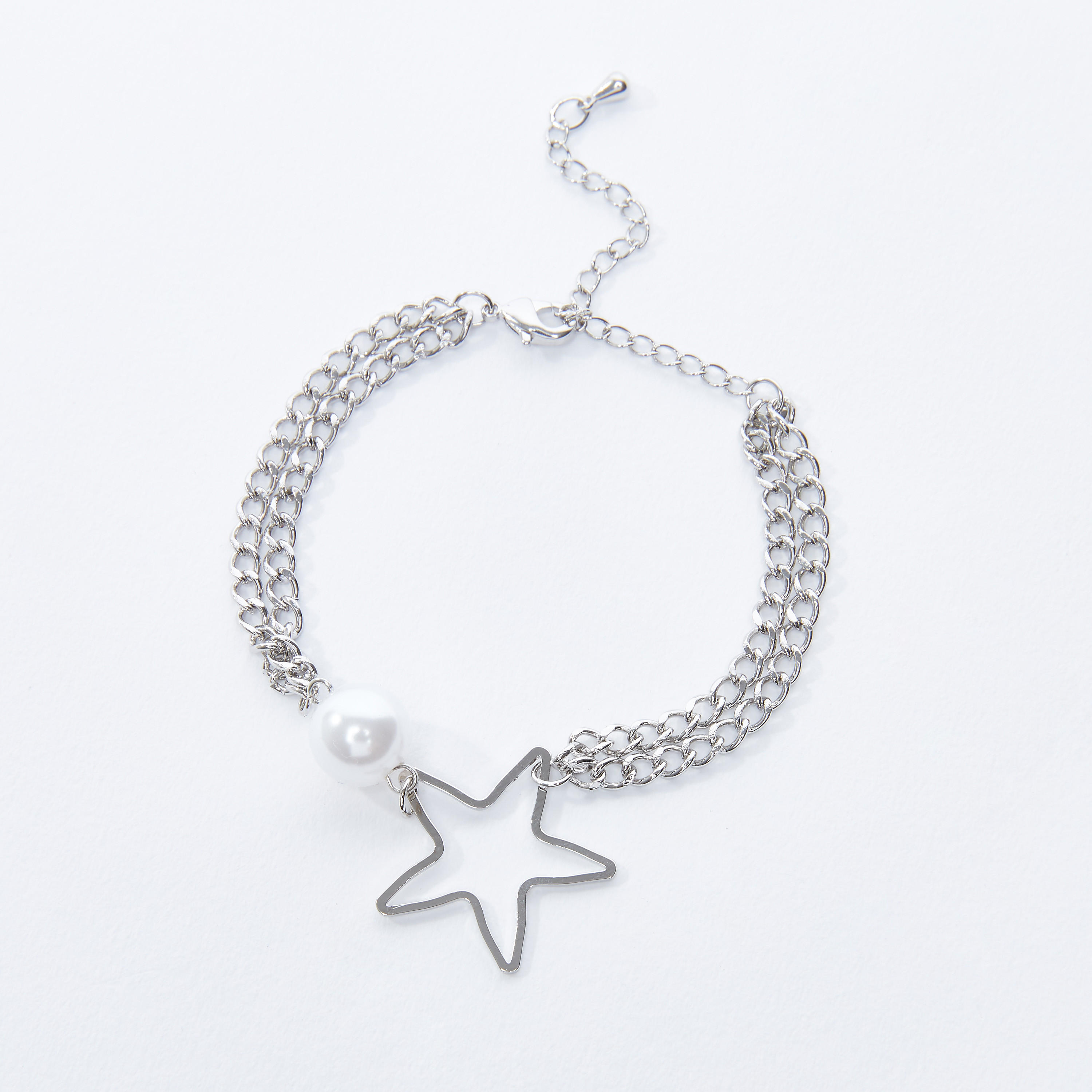 سوار بتفاصيل لؤلؤ ومشبك إغلاق وسلسلة ميتاليك-women-watchesandjewellery-jewellery-banglesandbracelets-image-1