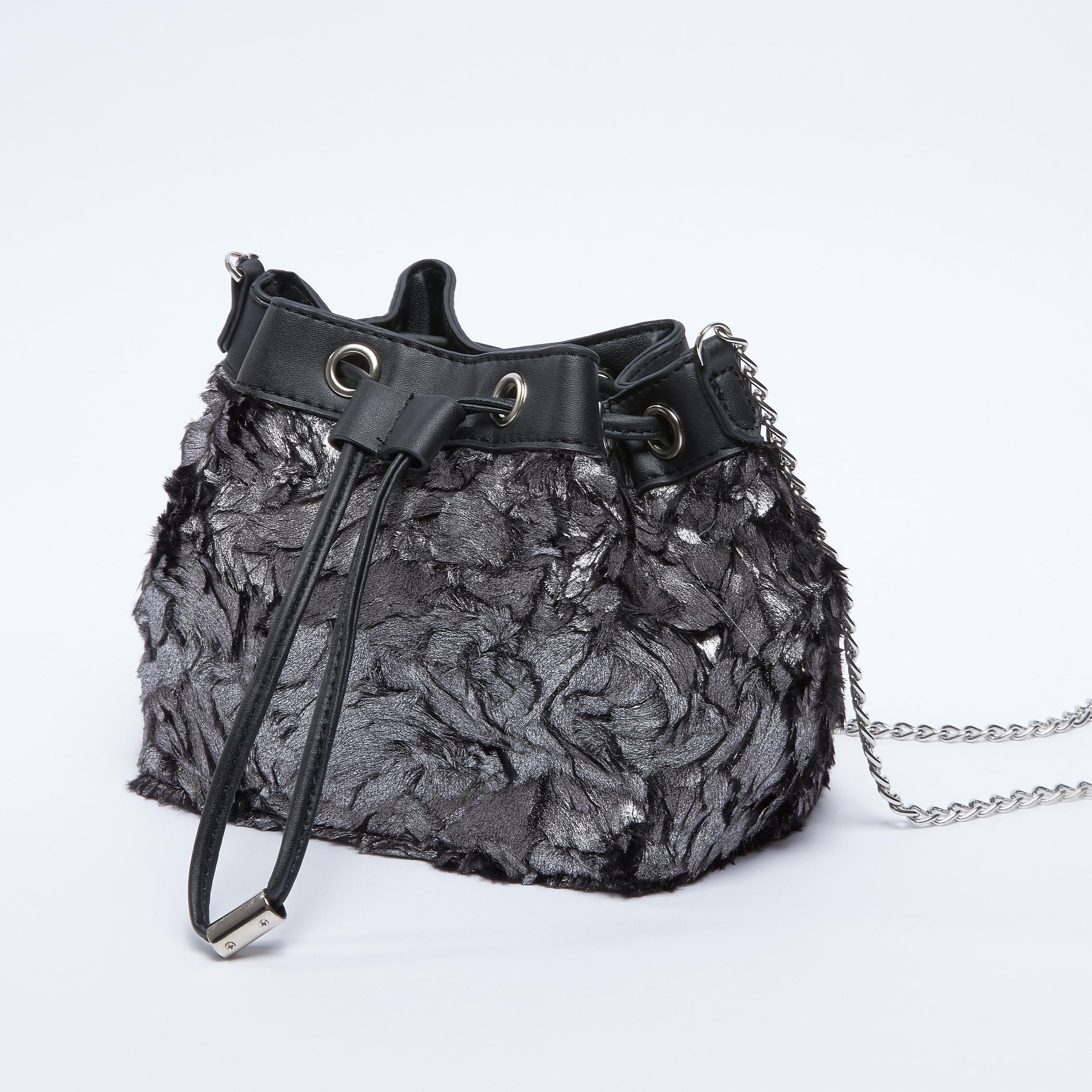 Textured Tote Bag with Metallic Chain-women-bagsandwallets-handbags-image-1