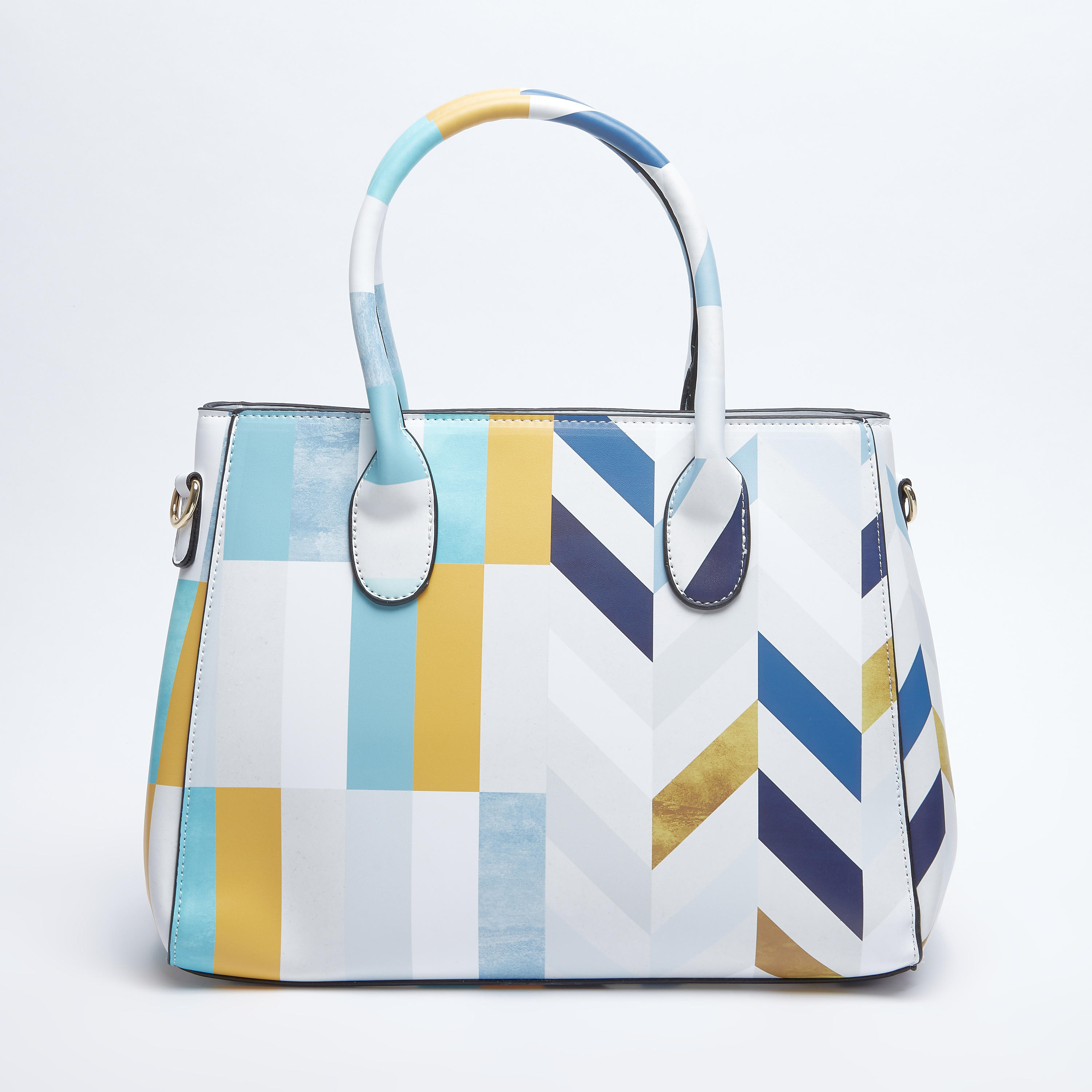 حقيبة يد مقلّمة بمقابض مزدوجة وسحاب إغلاق-women-bagsandwallets-handbags-image-1