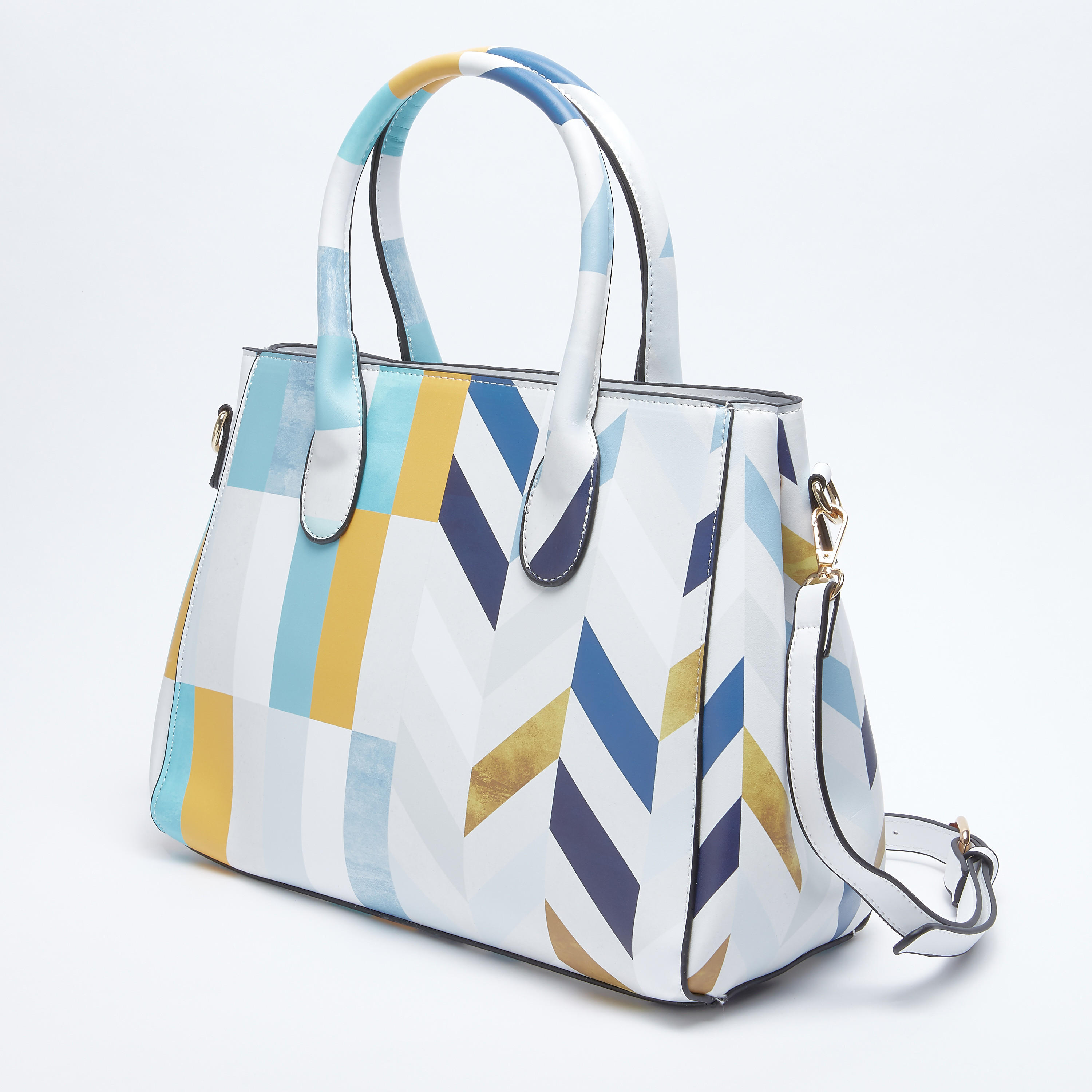 حقيبة يد مقلّمة بمقابض مزدوجة وسحاب إغلاق-women-bagsandwallets-handbags-image-3