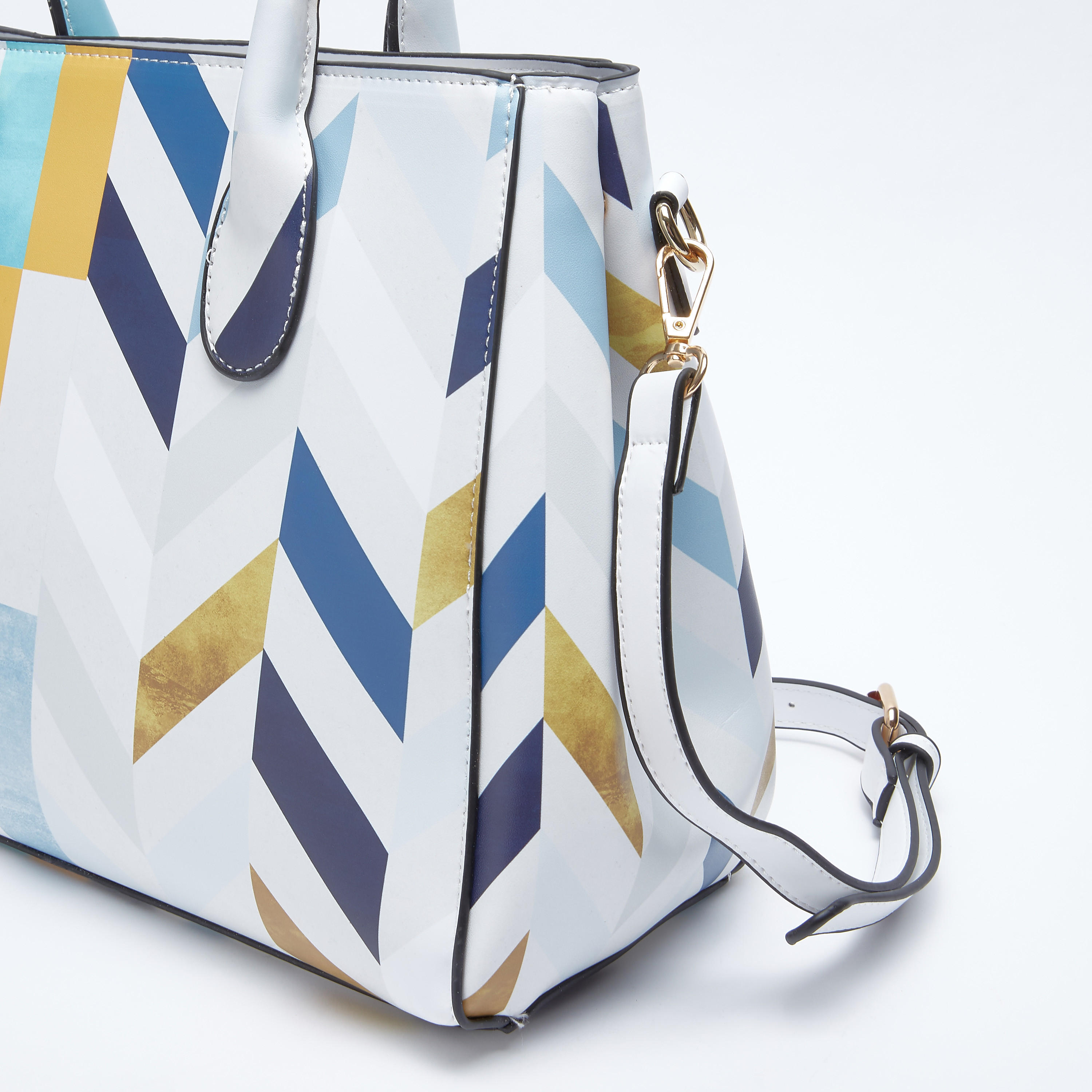 حقيبة يد مقلّمة بمقابض مزدوجة وسحاب إغلاق-women-bagsandwallets-handbags-image-4