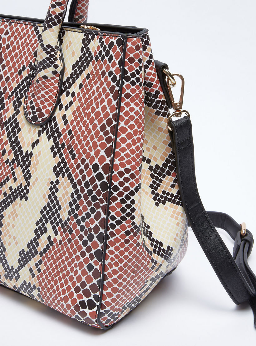 Printed Handbag with Top Handles and Zip Closure-women-bagsandwallets-handbags-image-4