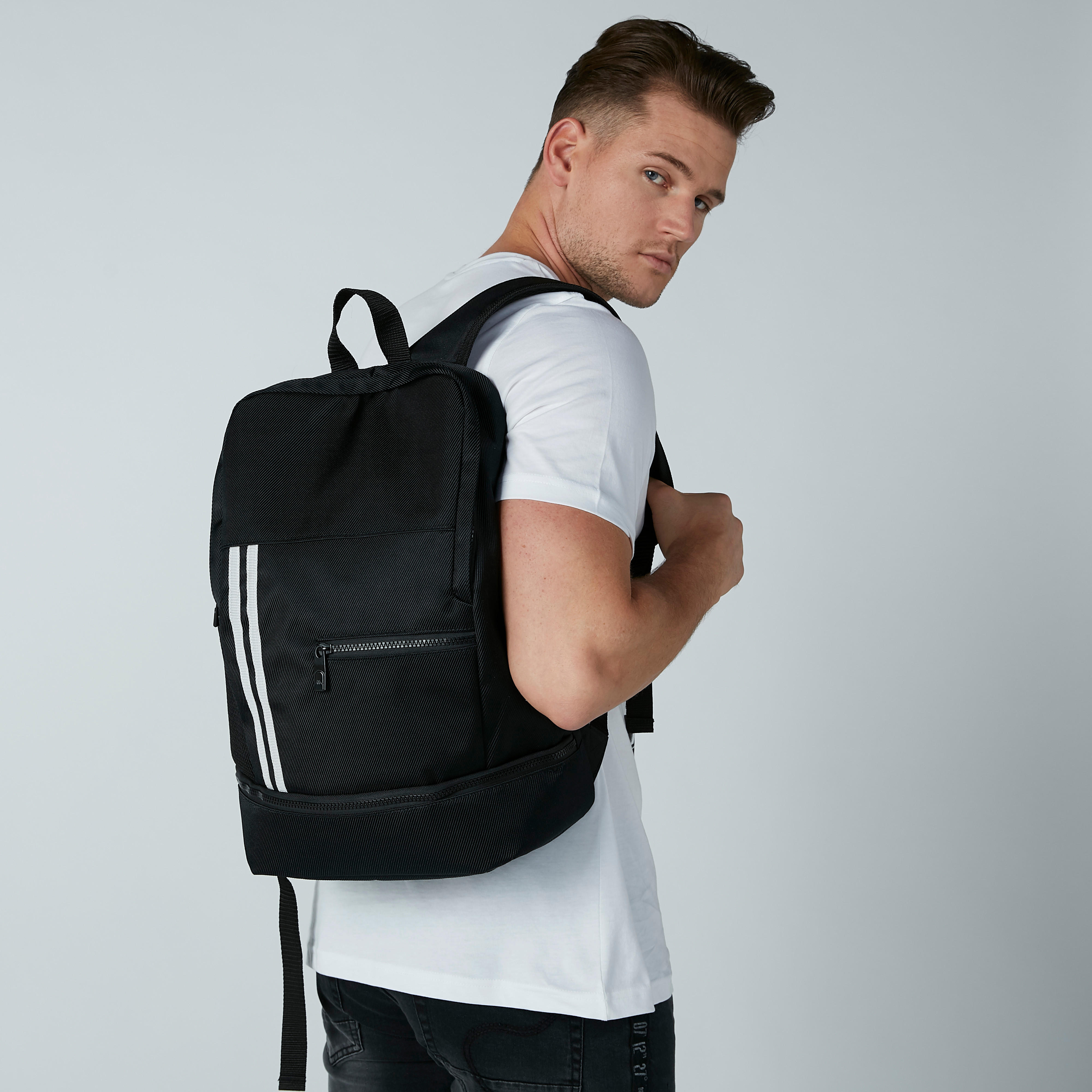 Kappa Textured Backpack with Zip Closure and Adjustable Backstraps-men-bags-image-2