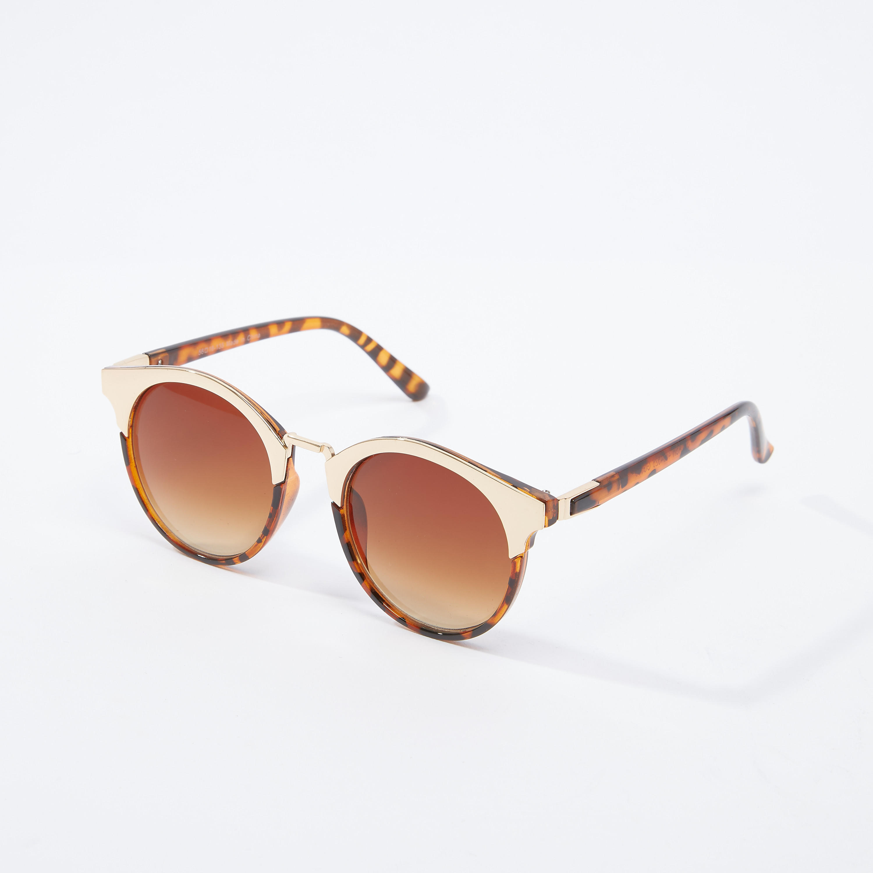 نظارة شمسية مستديرة بتفاصيل ميتاليك وطبعات-women-sunglasses-image-1