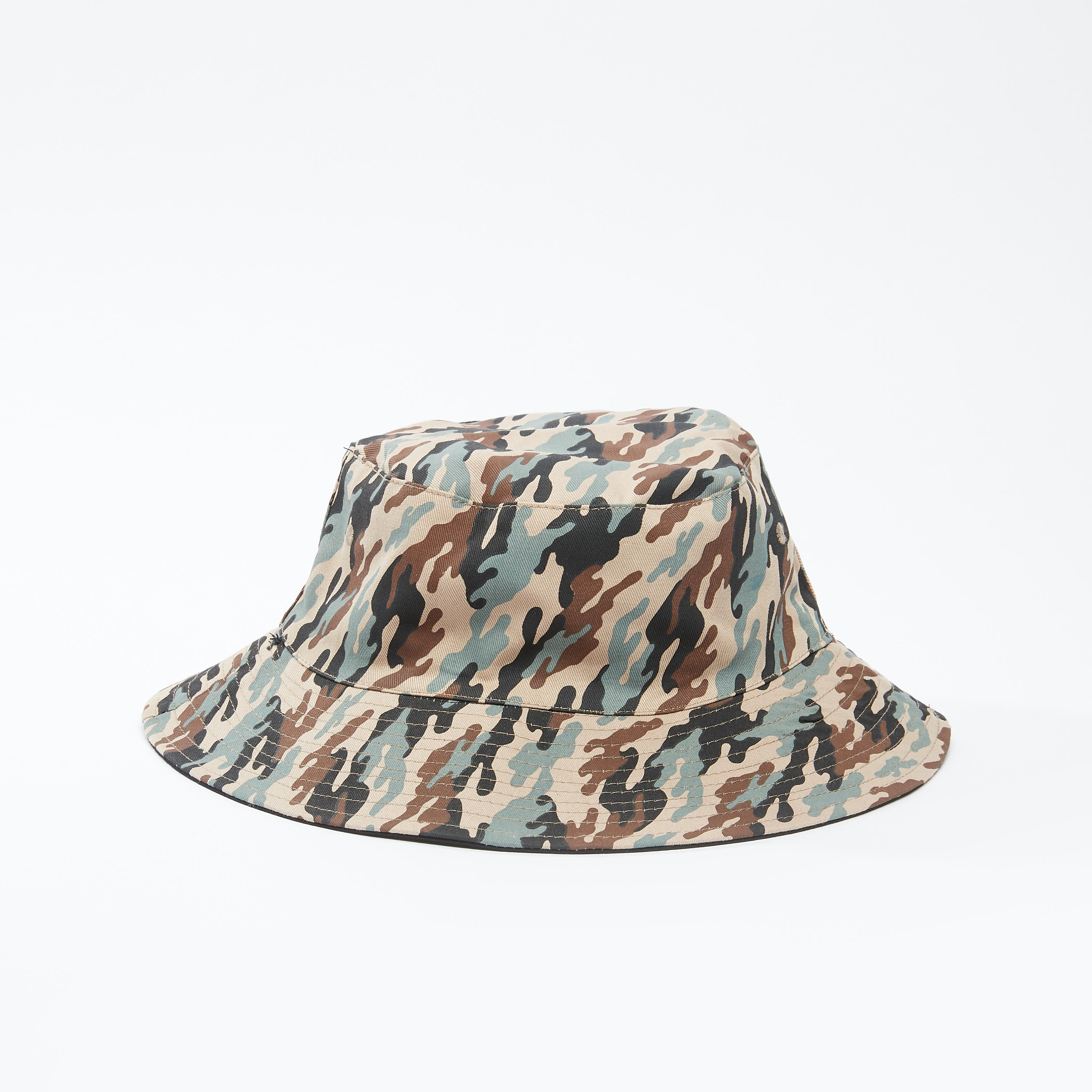 Camouflage Printed Reversible Bucket Hat with Drawstring-men-caps-image-1